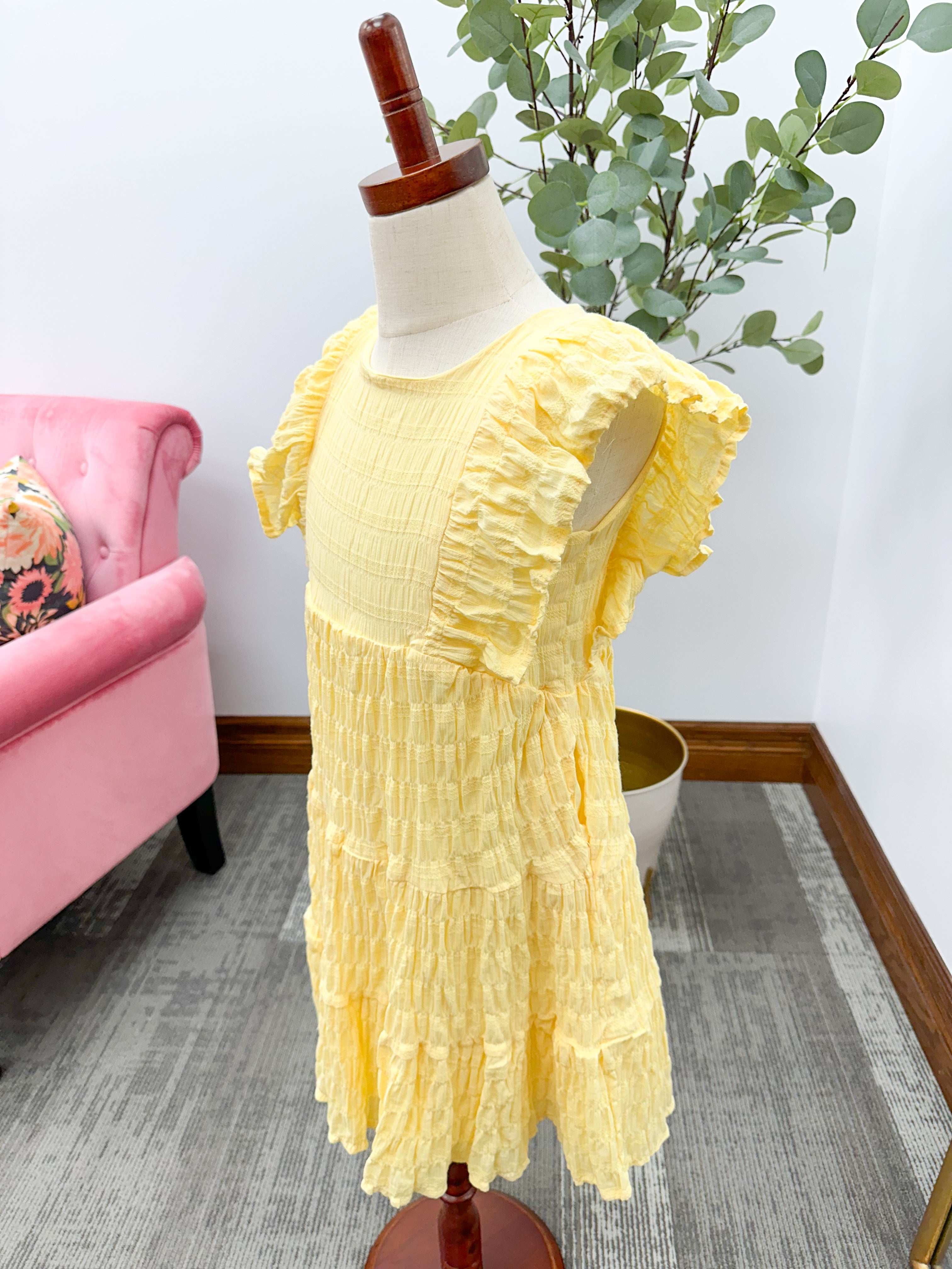 Girls Yellow Ruffle Dress