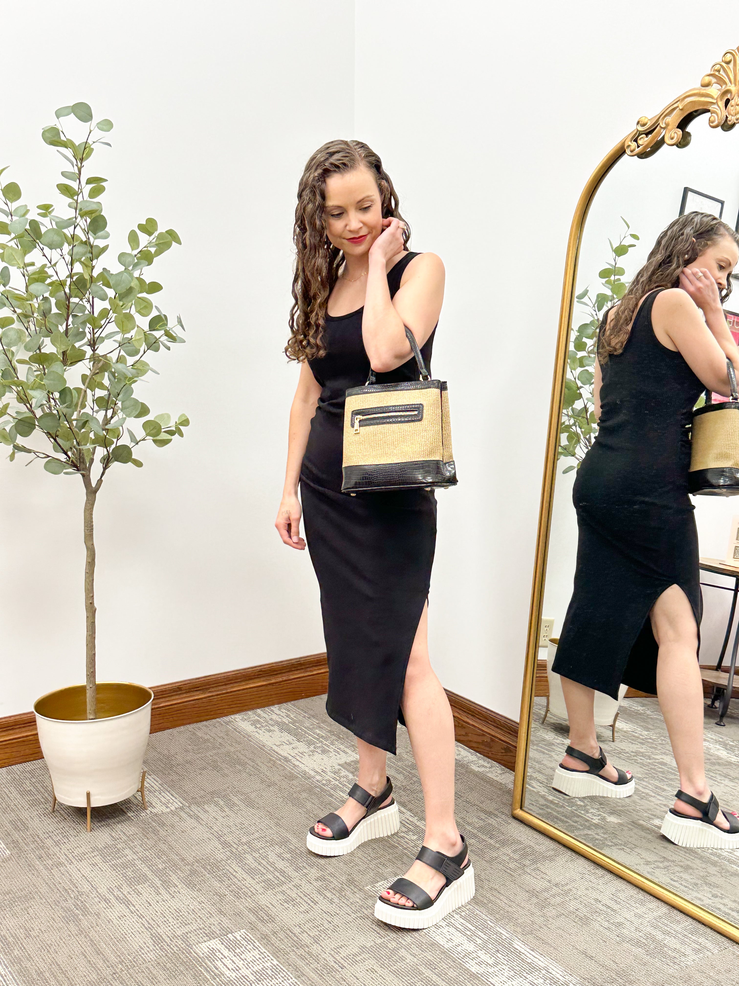 McKenna Ruched Side Midi Dress