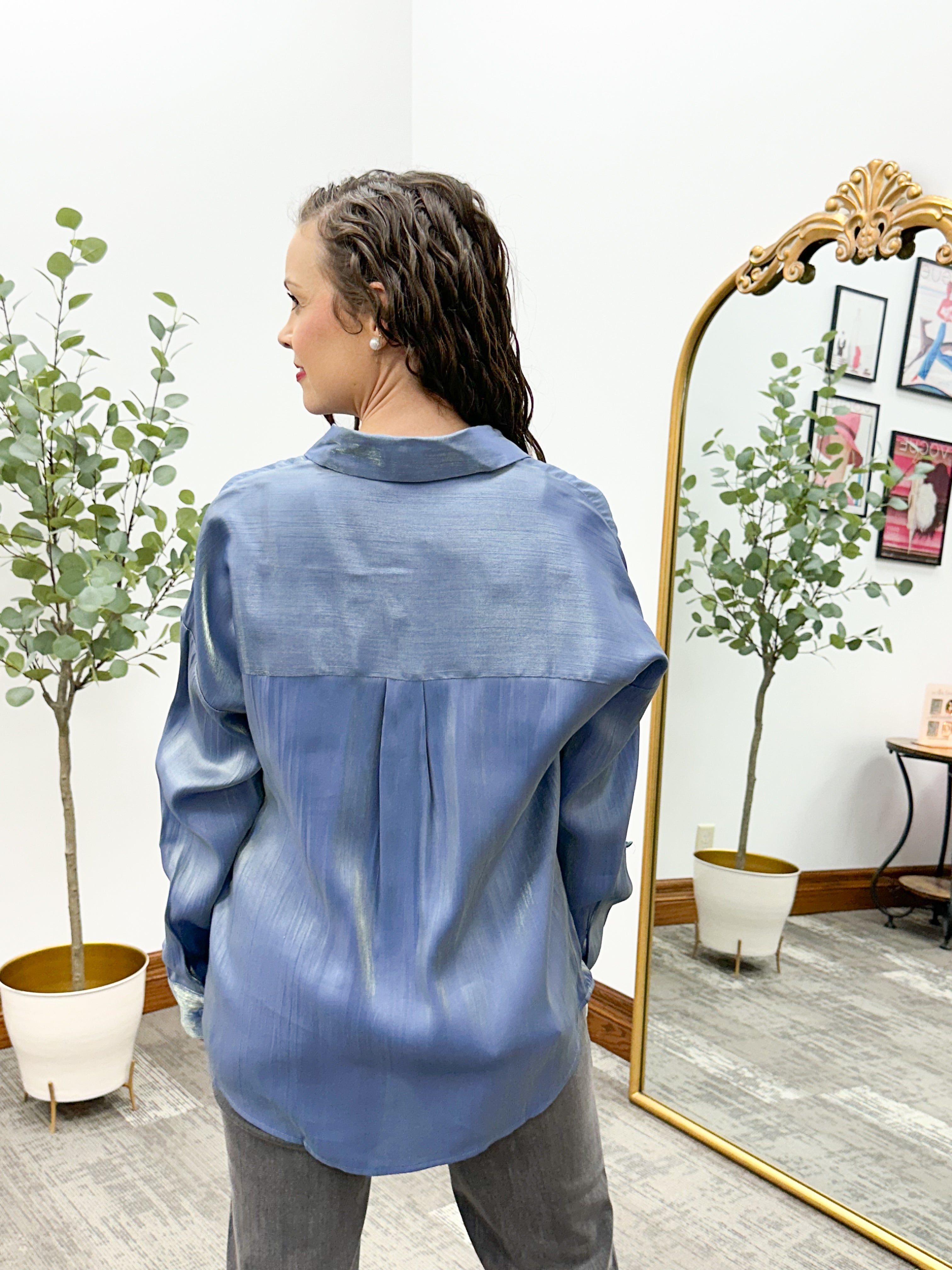 Iridescent Button Up Blouse
