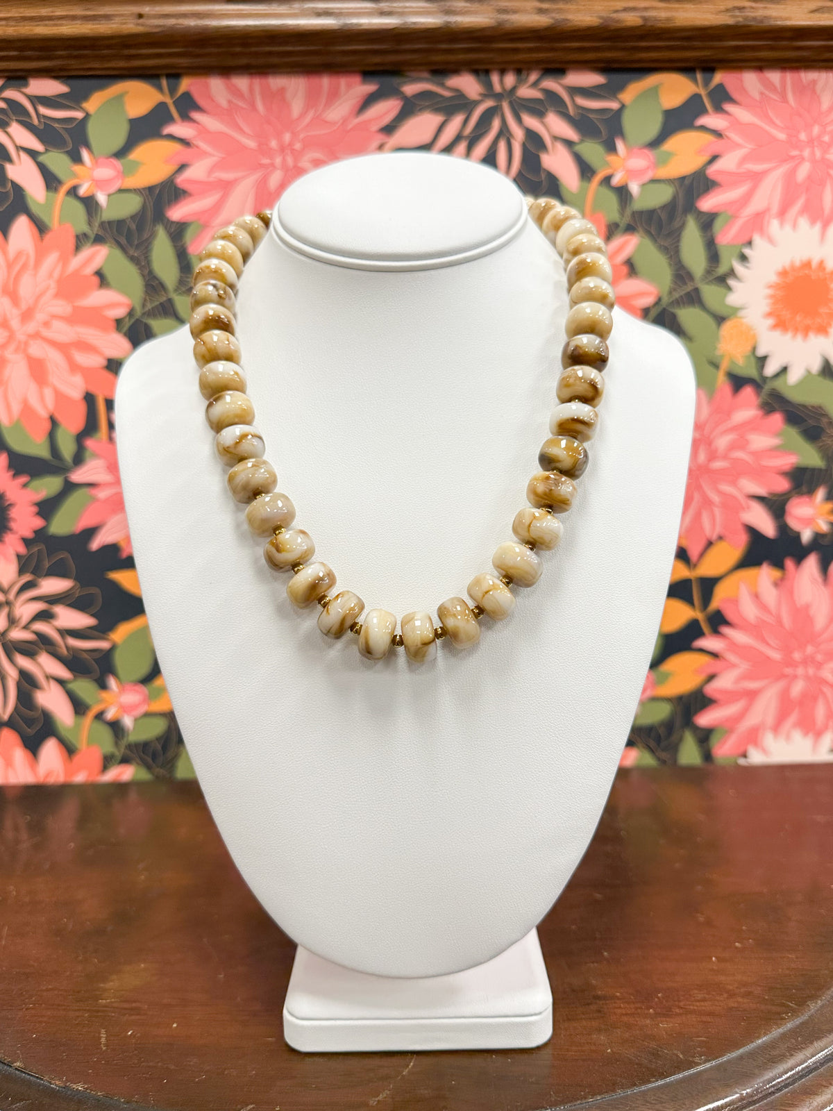 Barrel Marble Beaded Statement Necklace
