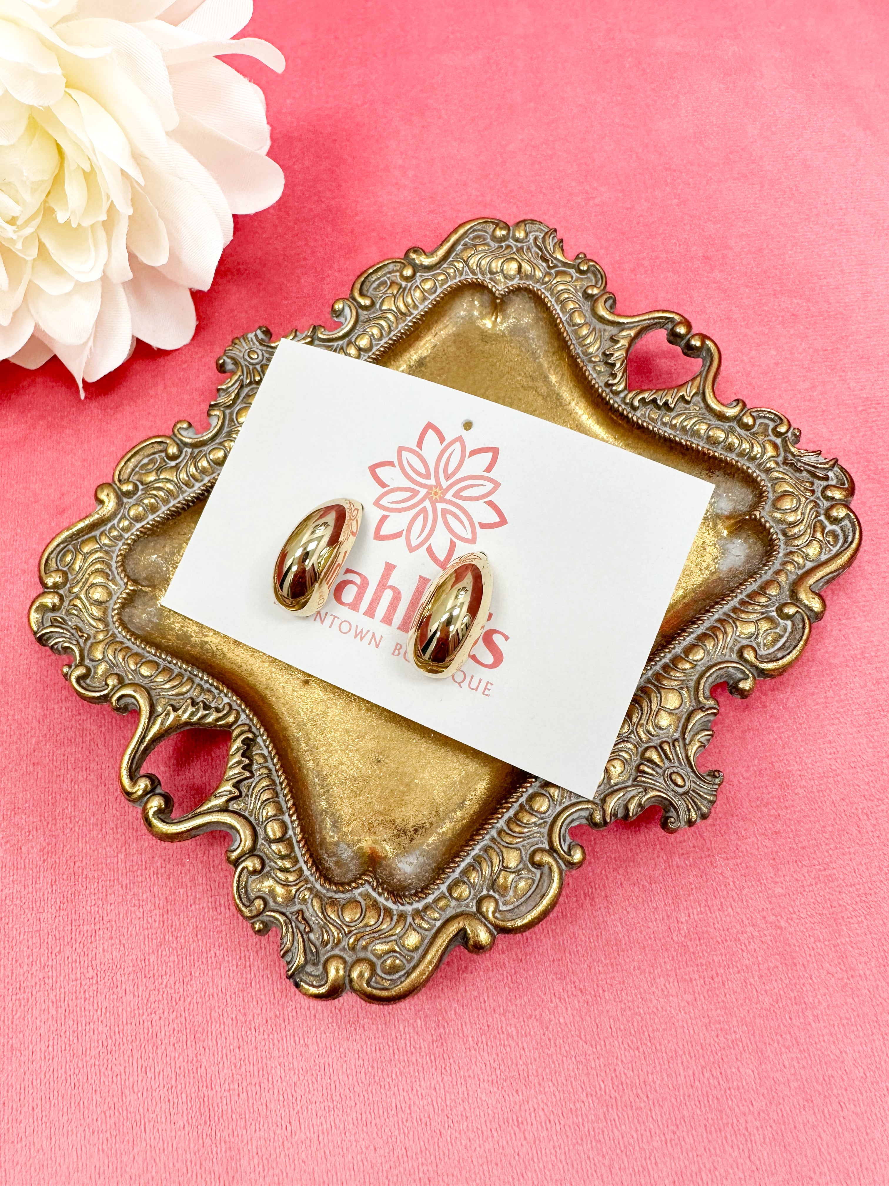 Gold Chunky Curved Stud Earrings