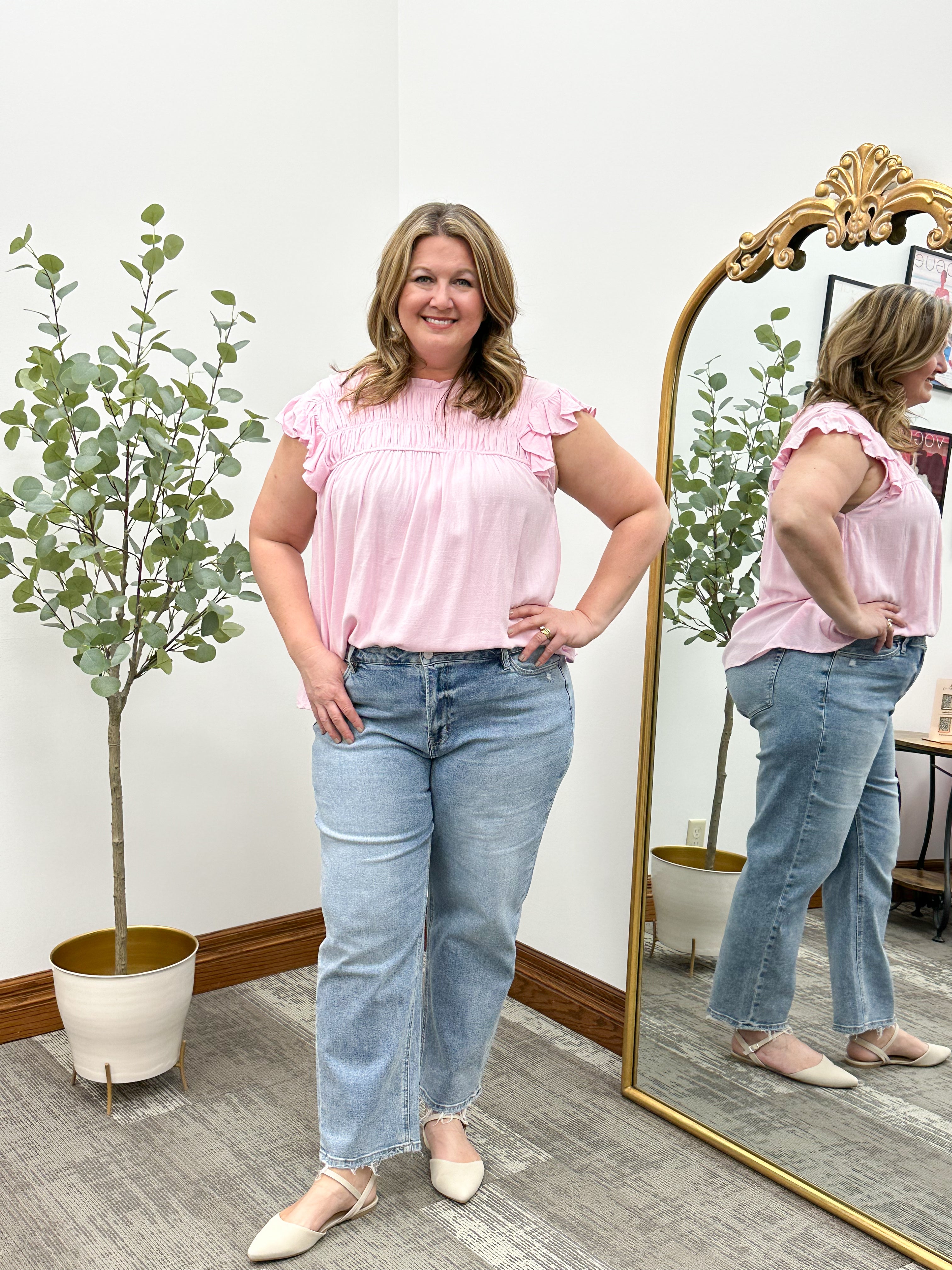 Camryn Pink Linen Top