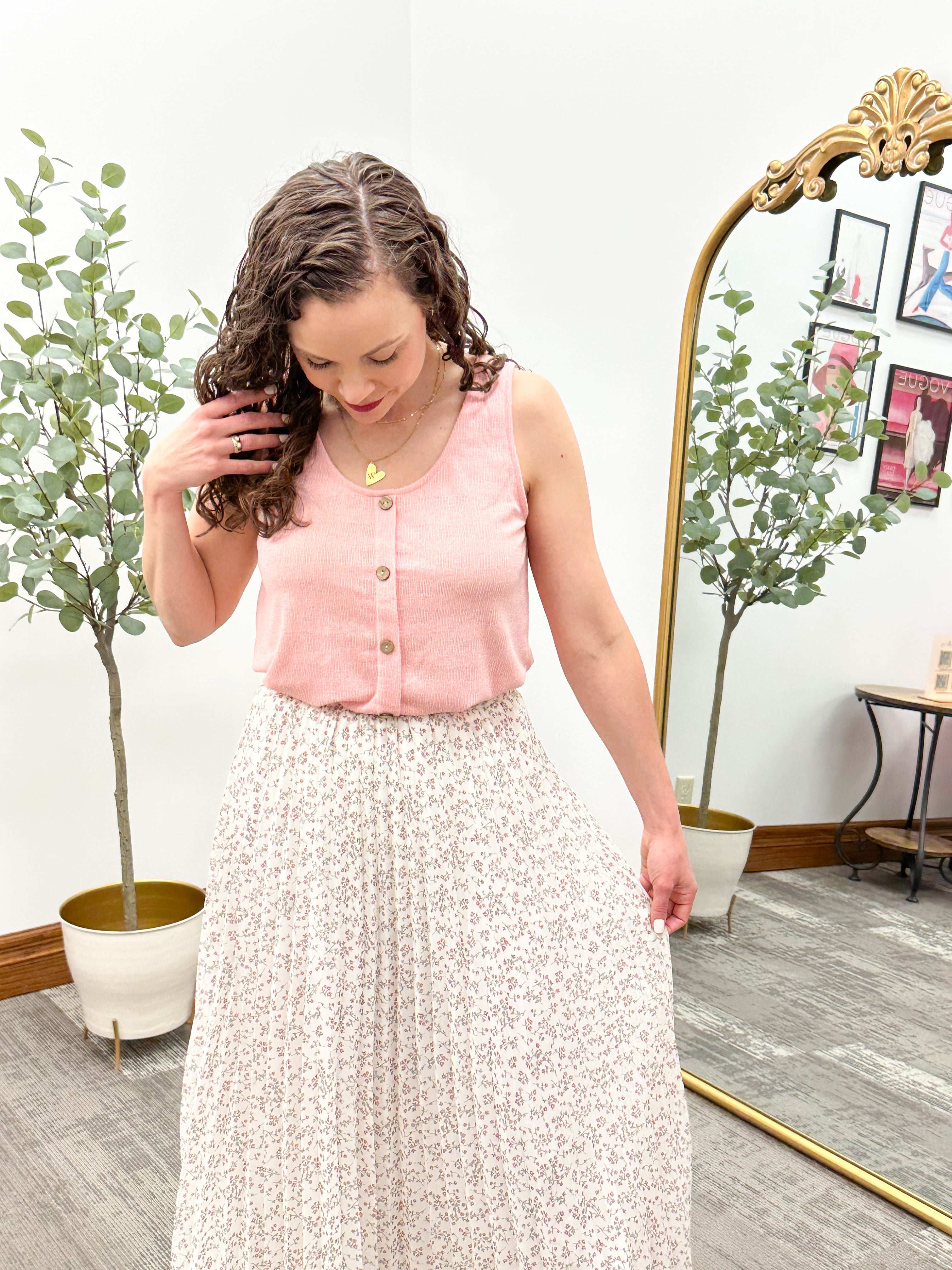Floral Pleated Maxi Skirt
