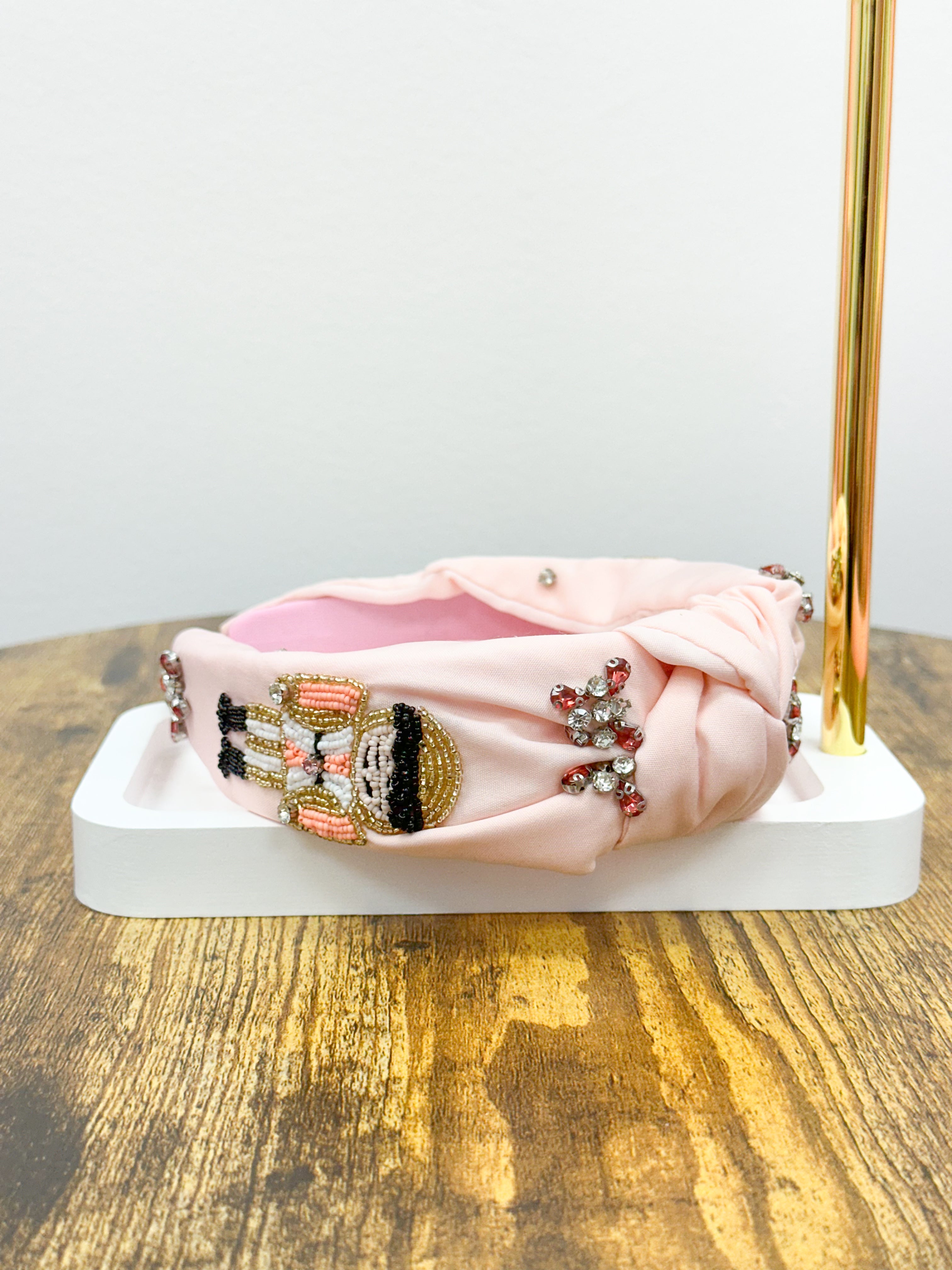 Beaded Nutcracker Pink Knot Headband