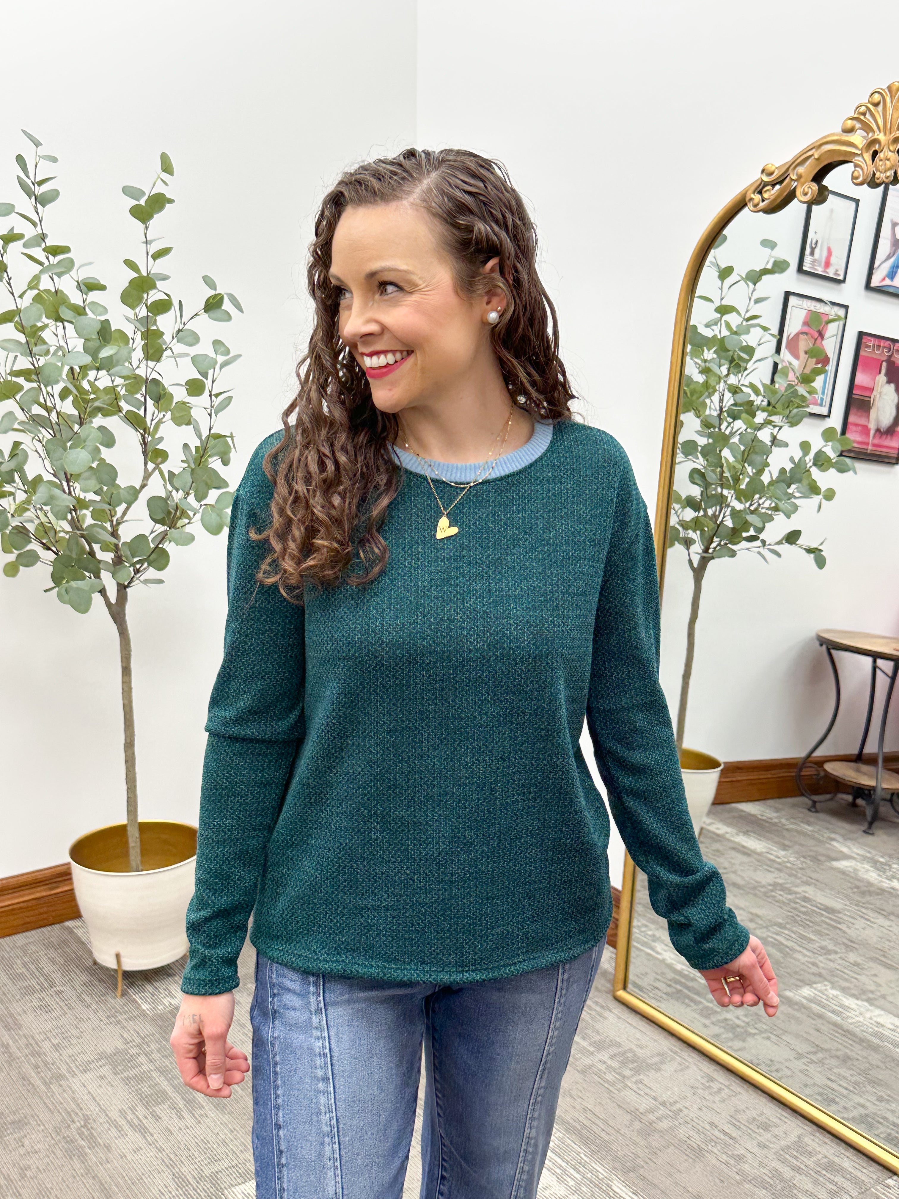 Green & Blue Long Sleeve Top