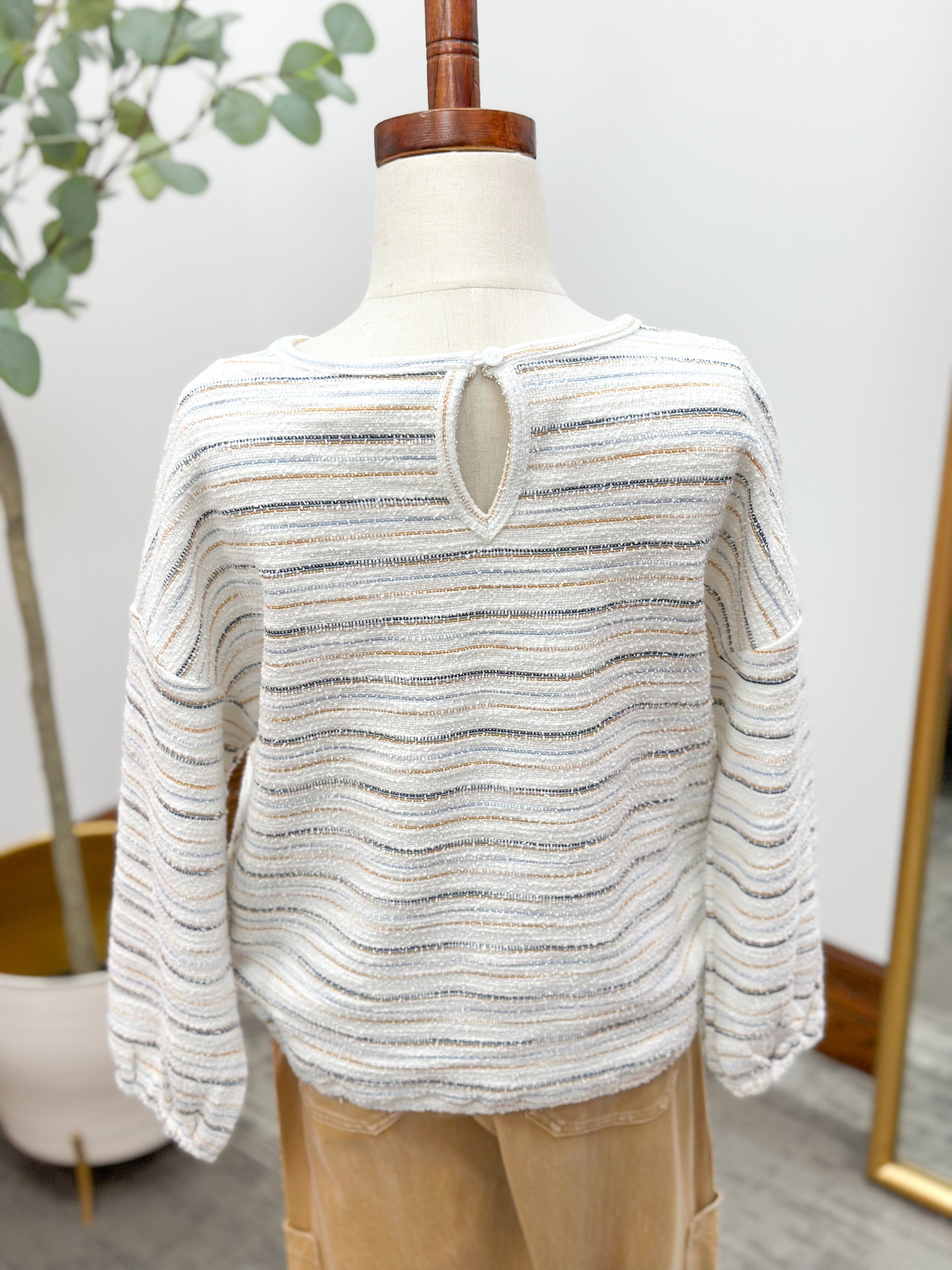 Girls Multi Striped Terry Knit Top