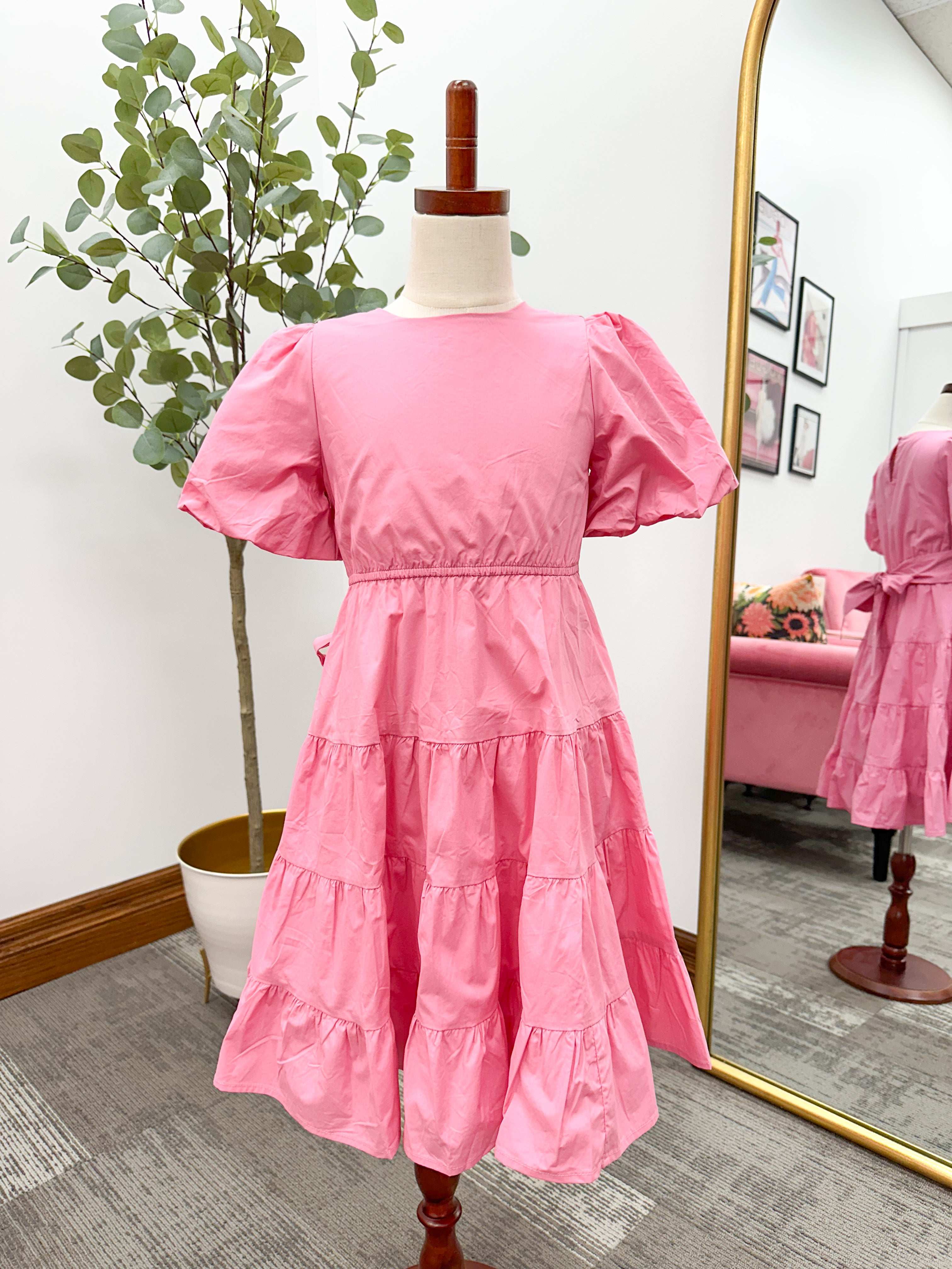 Girls Pink Poplin Dress