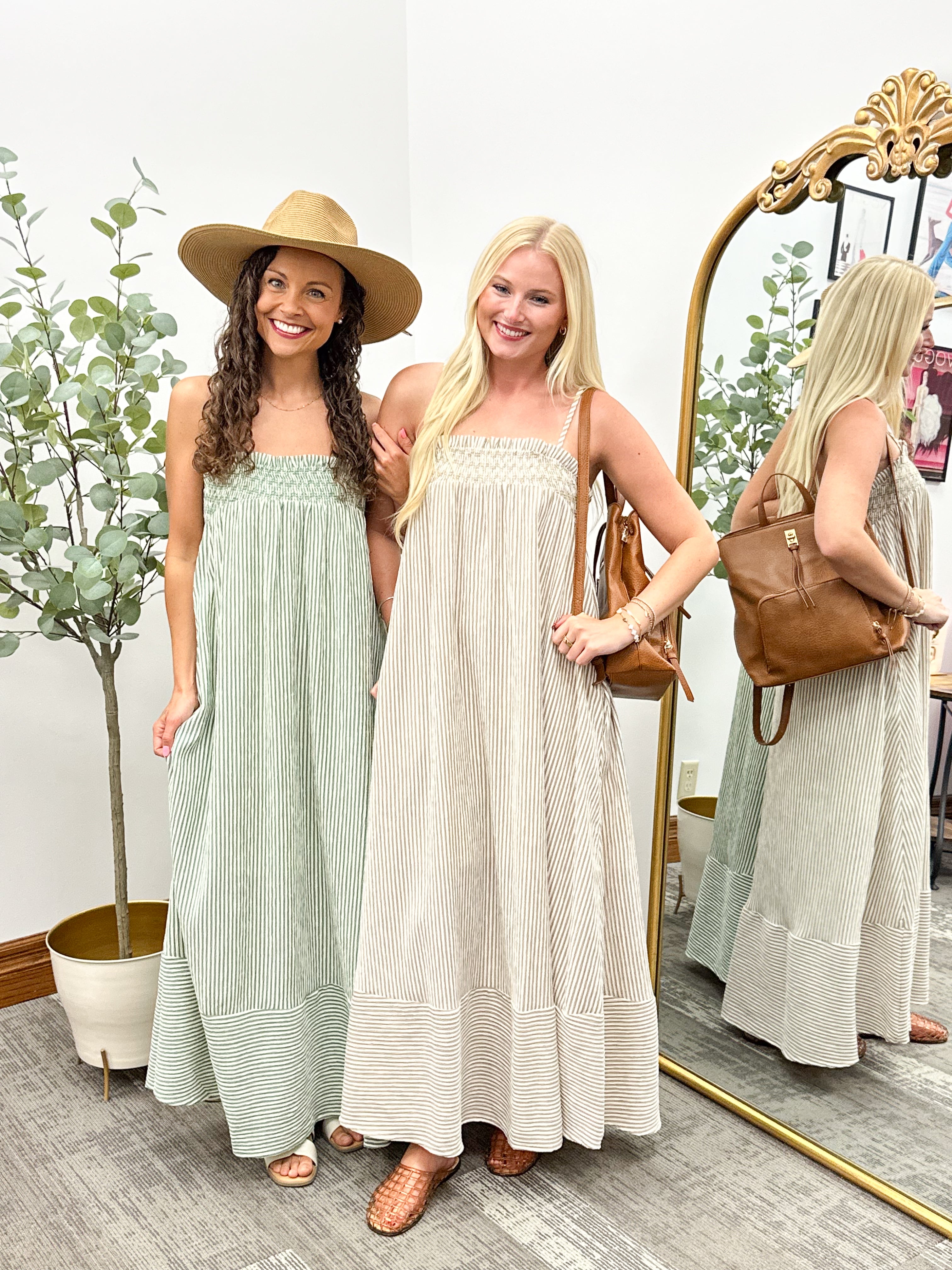 Striped smocked maxi dress, family picture dress, senior picture dresses