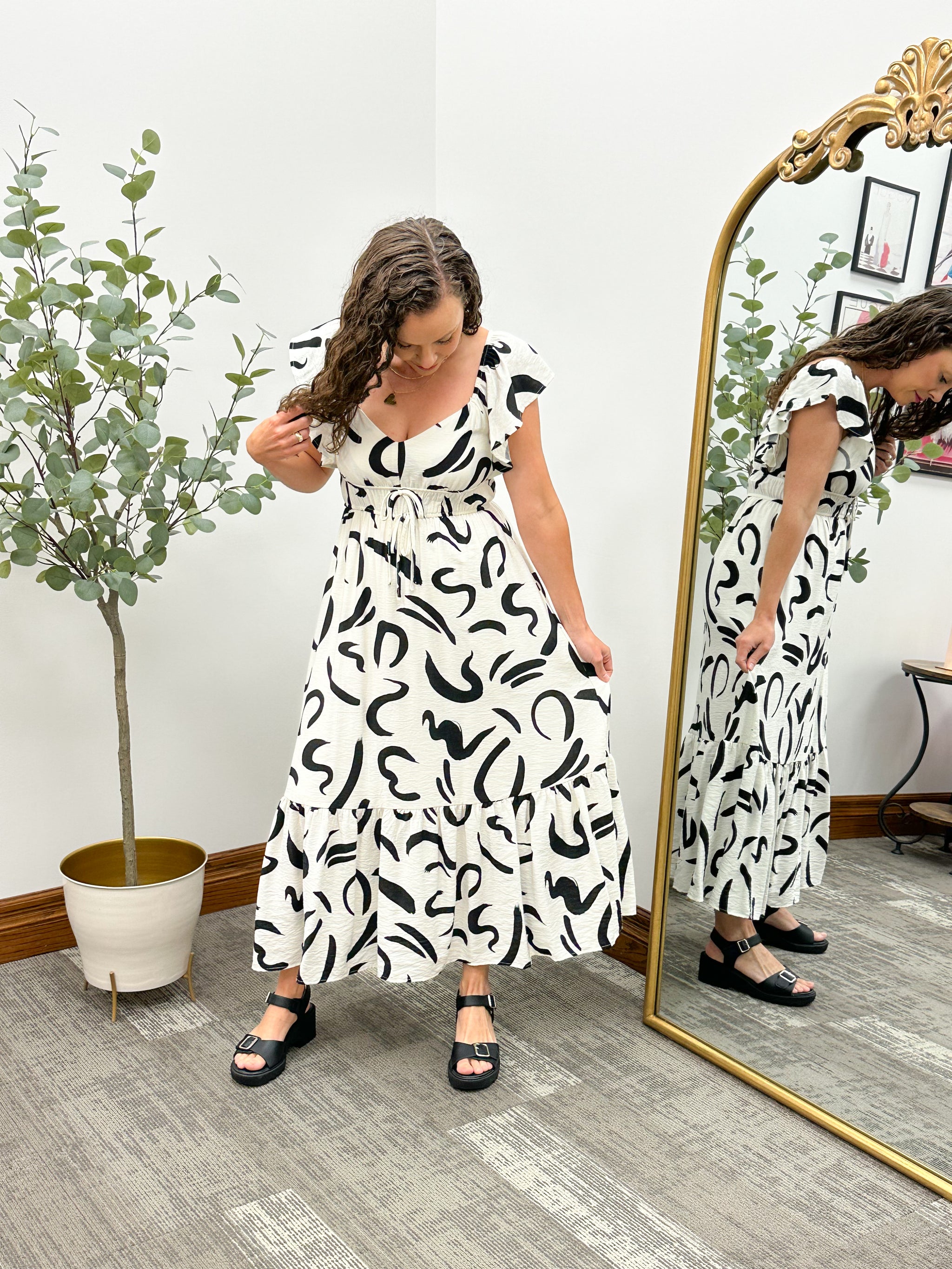 cream and black maxi dress Lydia Maxi Dress in Cream and Black Polka Dot UK20 / Cream and Black Polka Dot main image 1