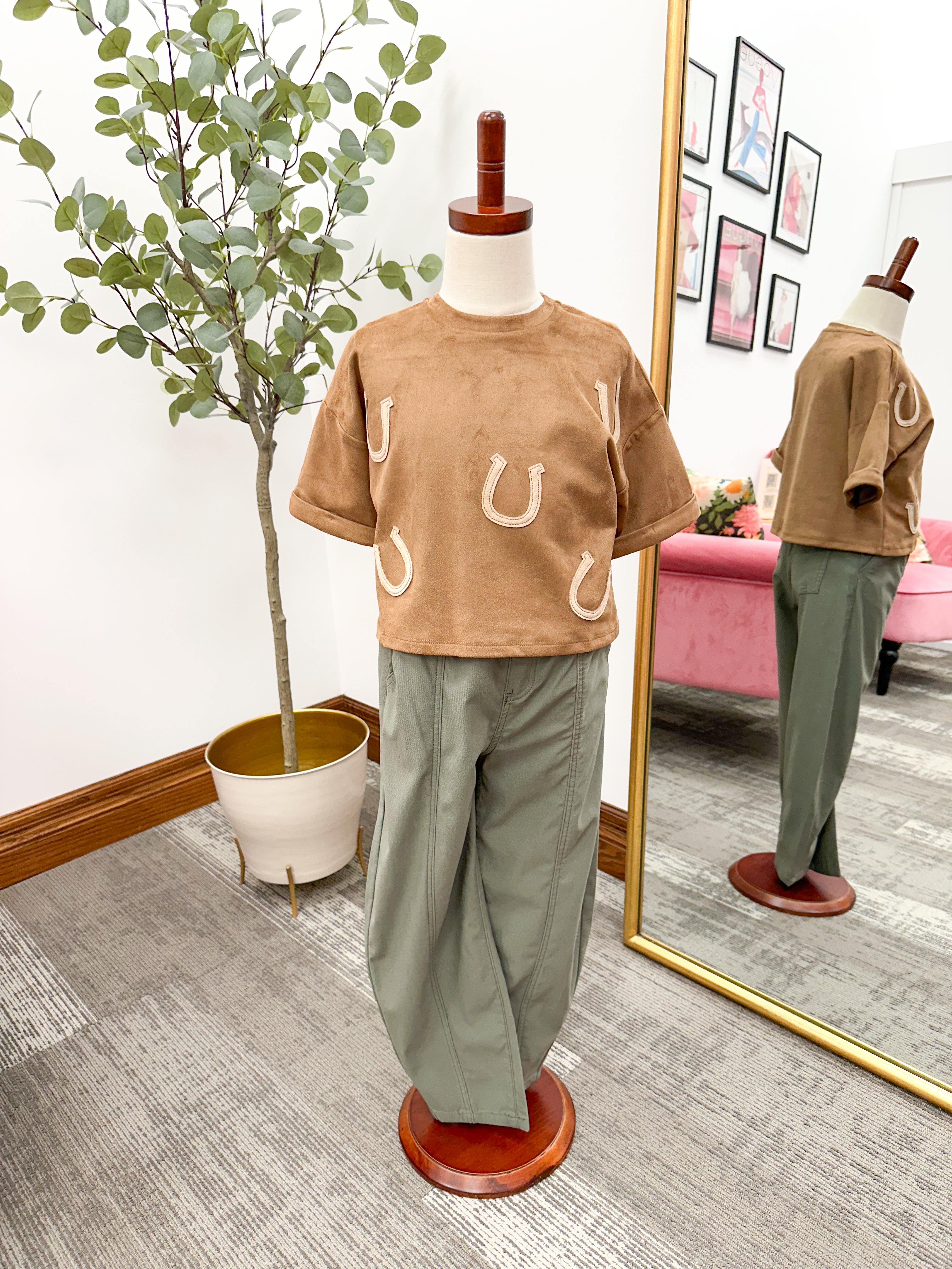 Girls Horseshoe Suede T-Shirt