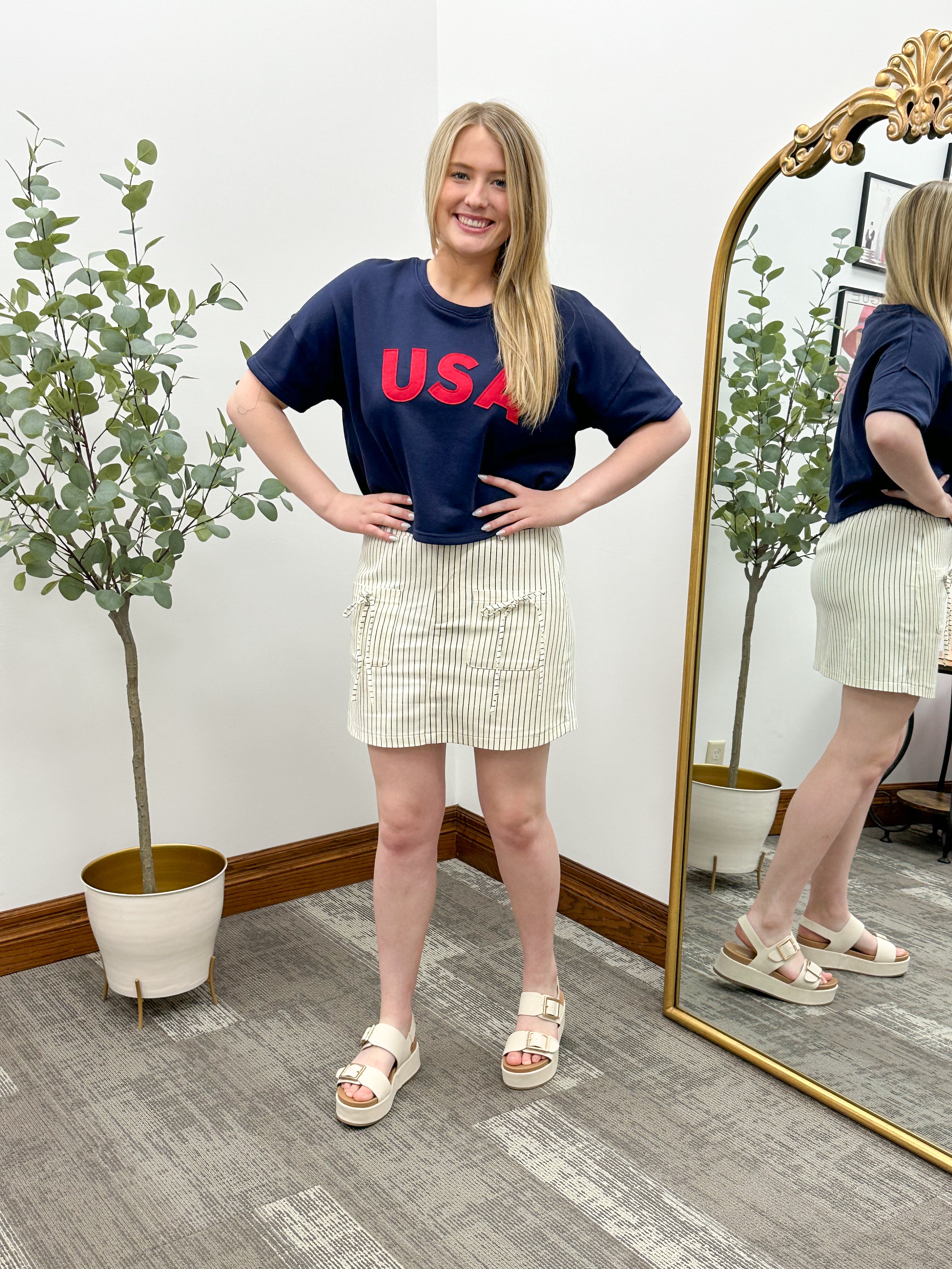 USA Navy Cropped T-Shirt