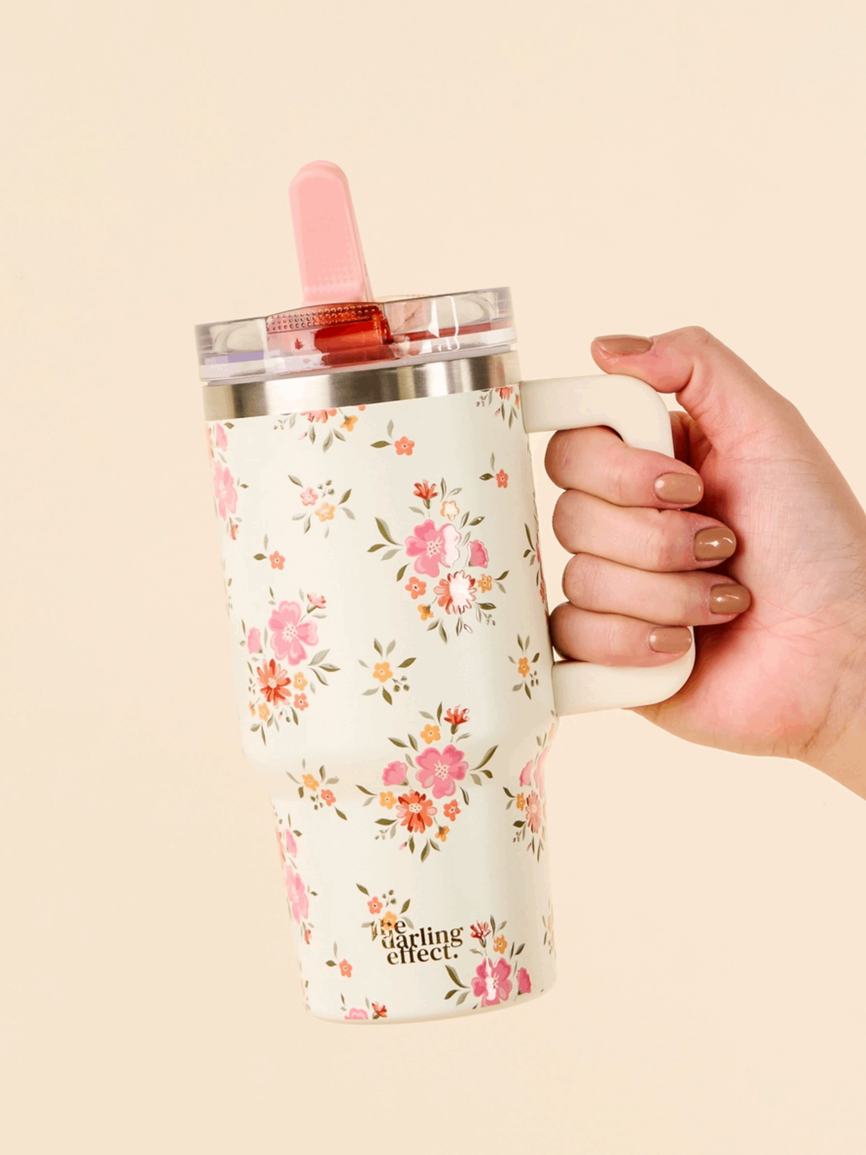 20 oz flip straw no spill floral tumbler