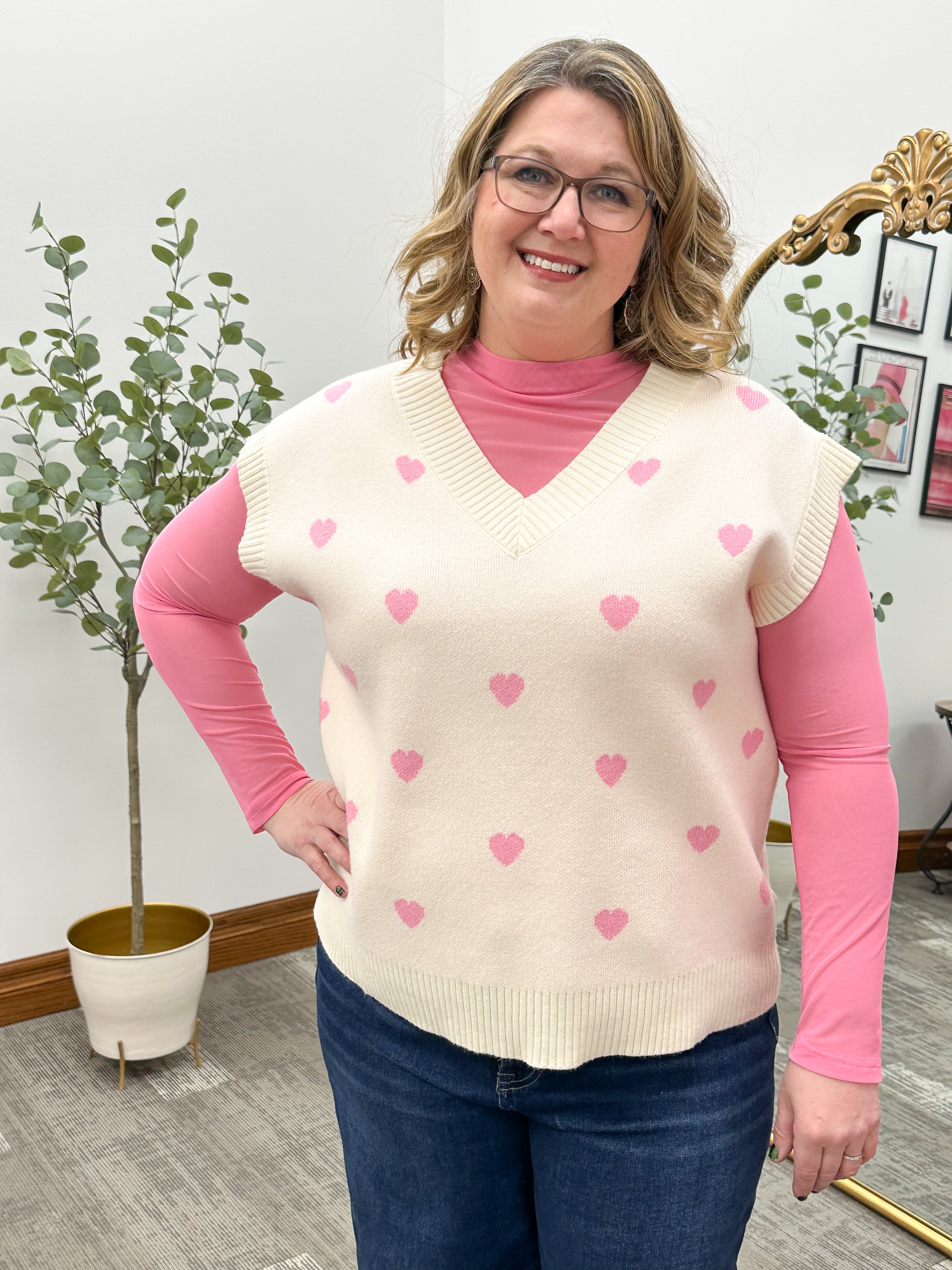 Heart Print Sweater Vest