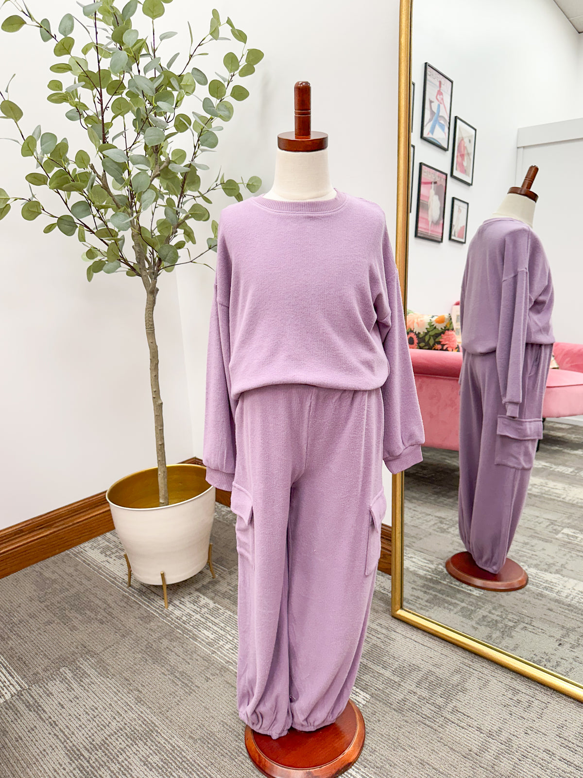 Girls Lavender Brushed Long Sleeve Top