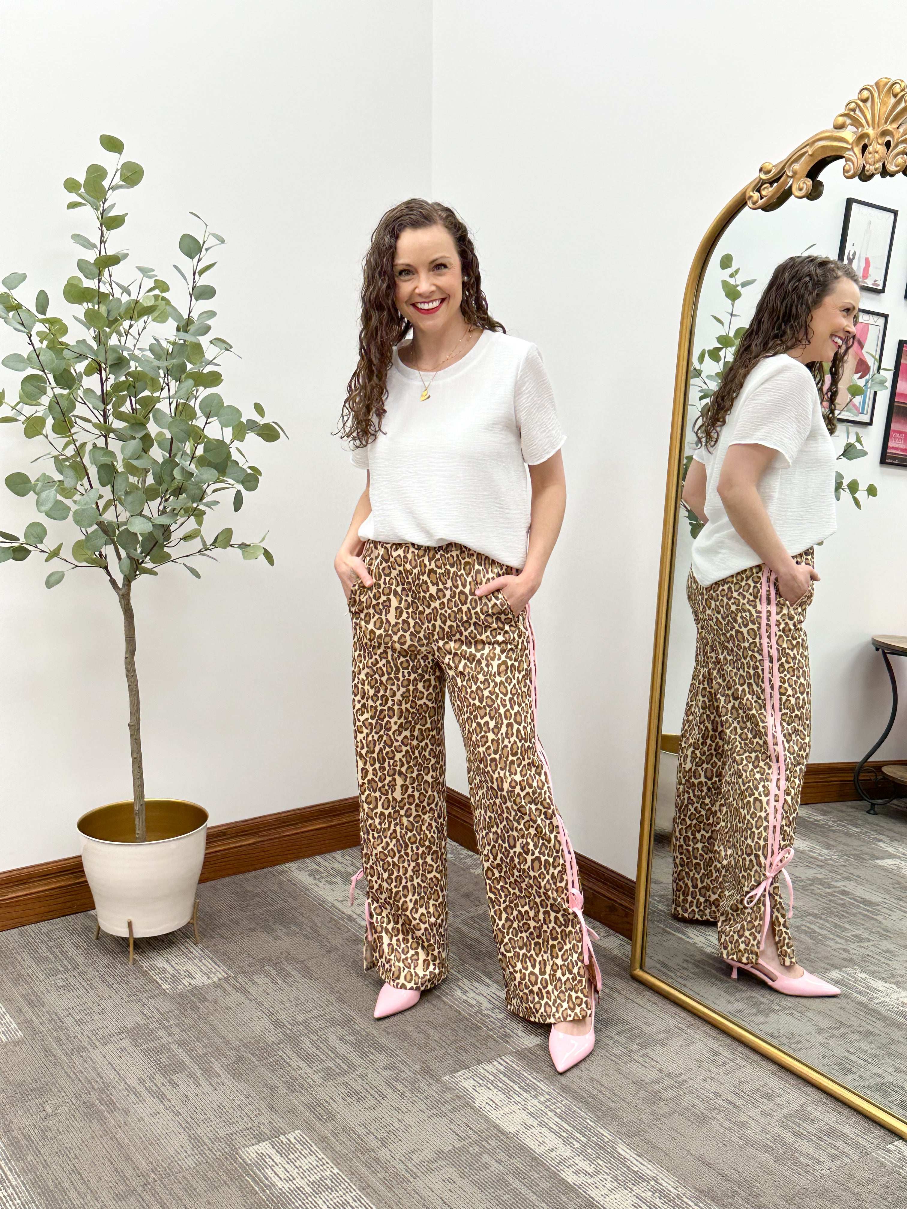Leopard Print Track Pants