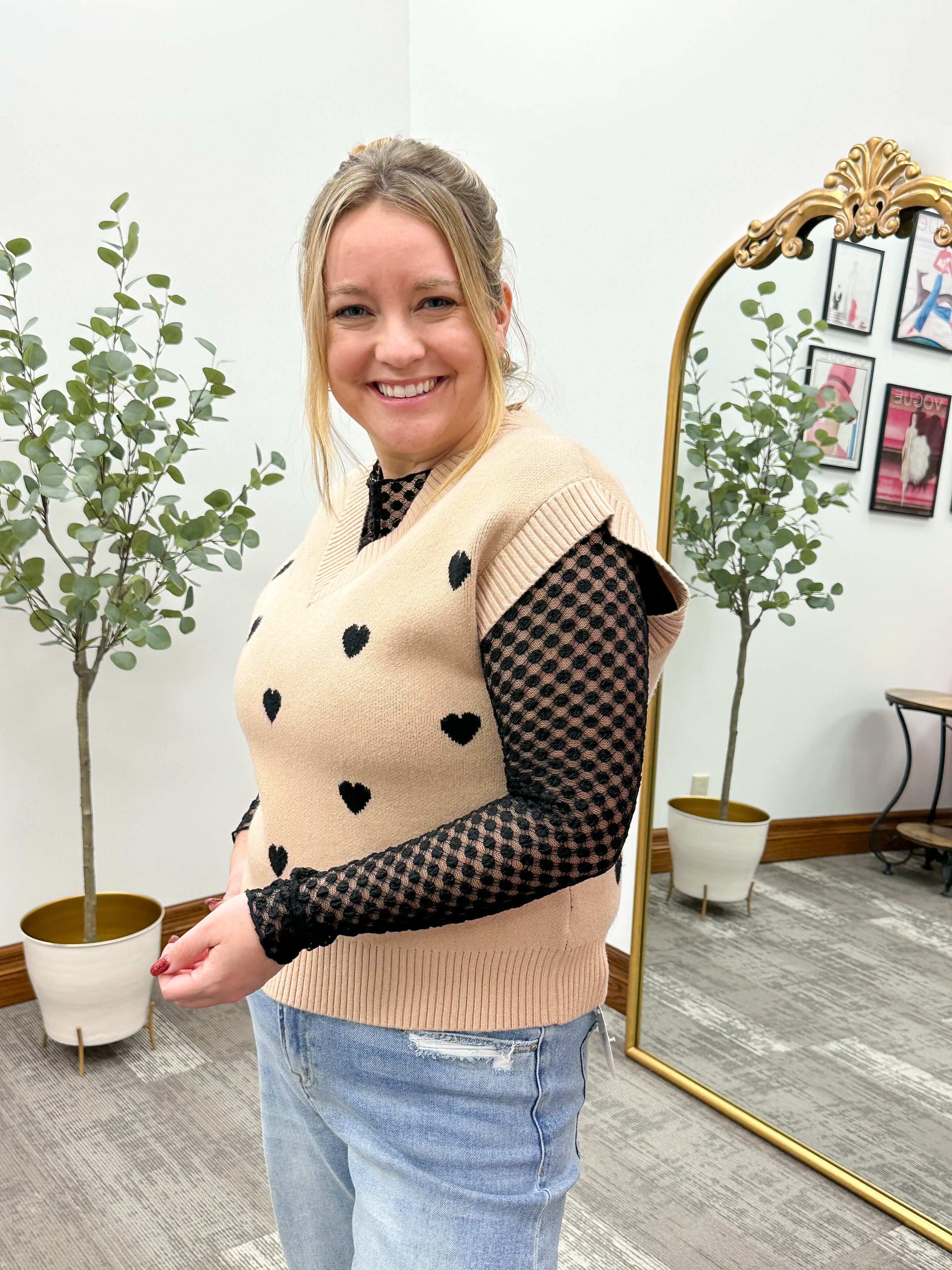 Heart Print Sweater Vest