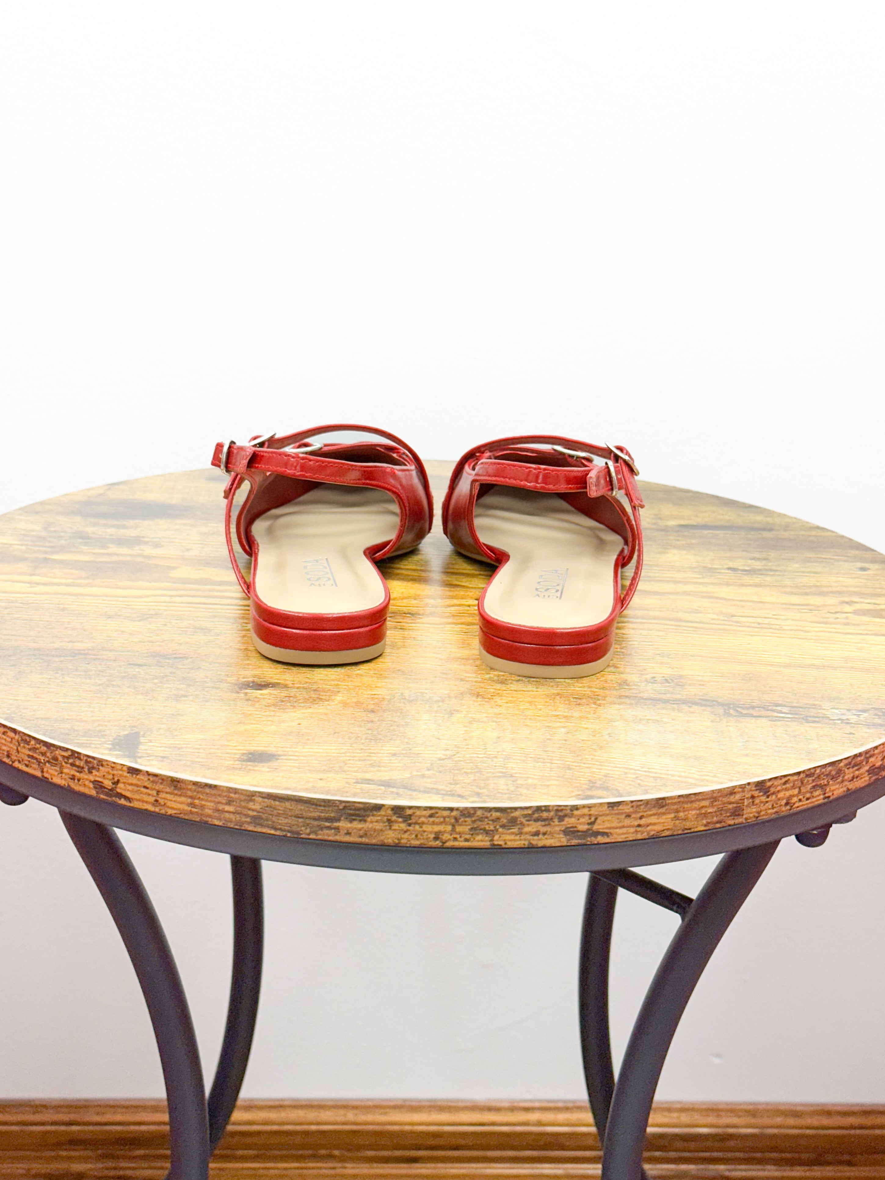 Red Pointed Toe Slingback Shoes