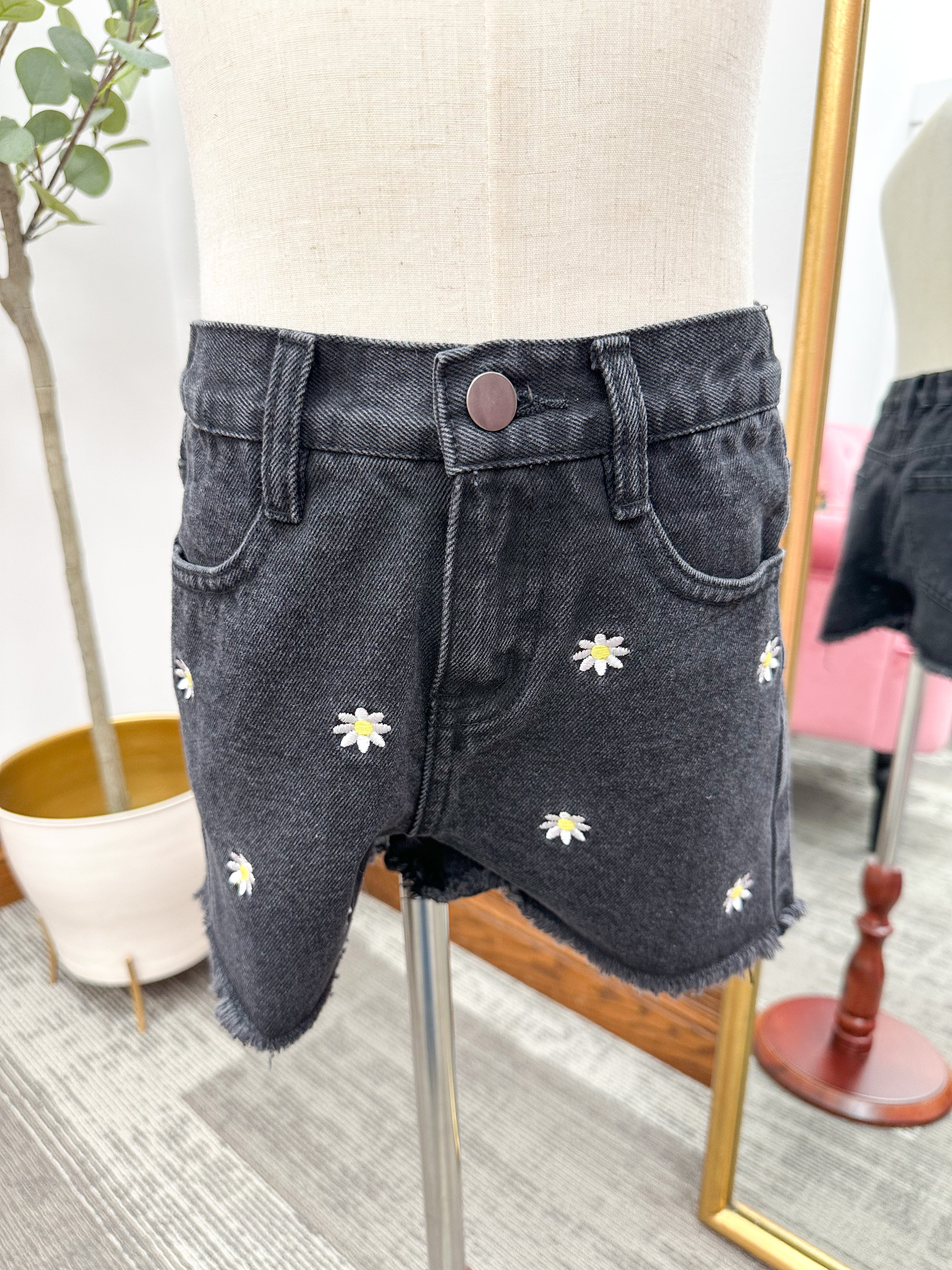 Girls Floral Embroidered Shorts