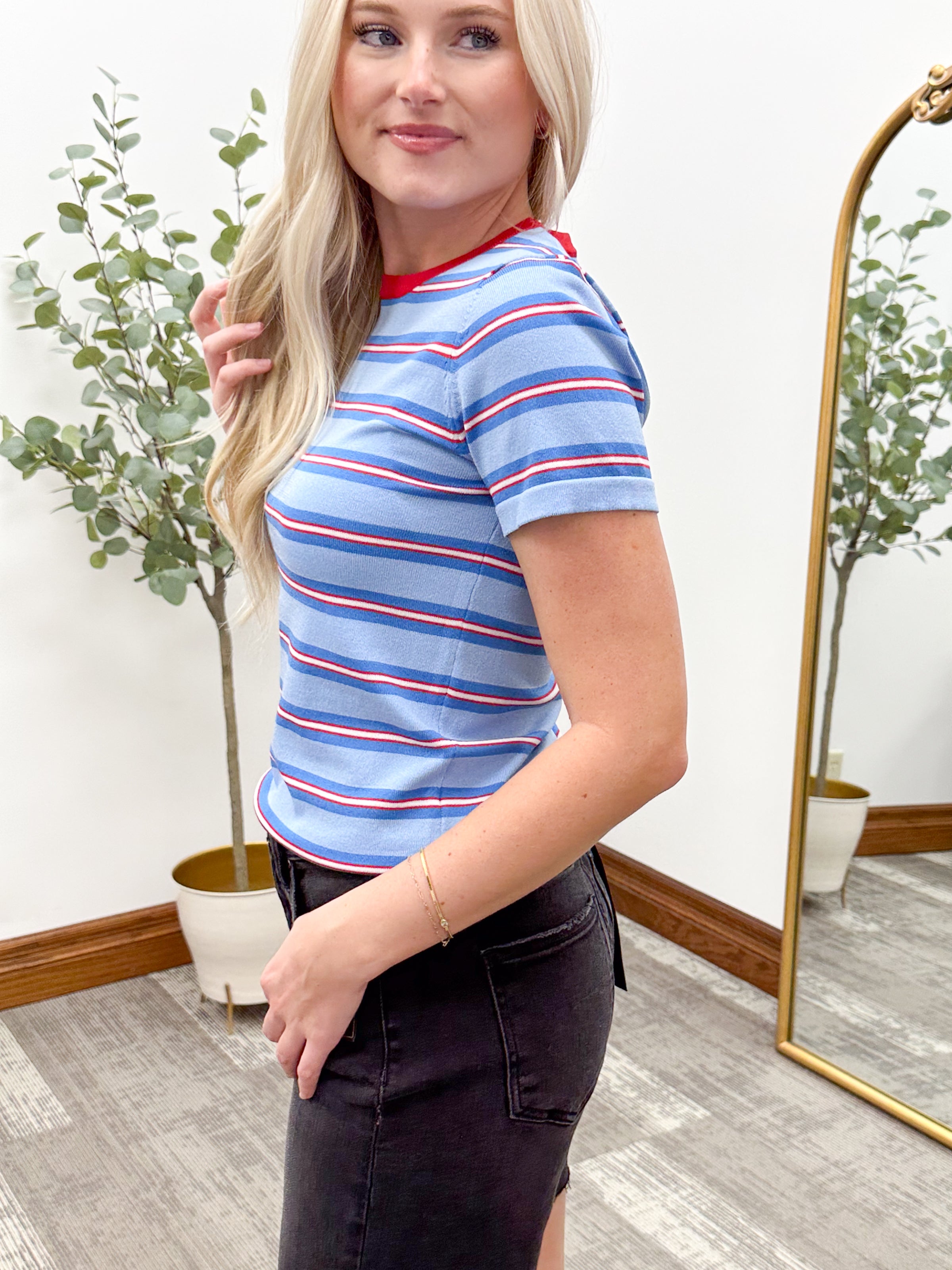 Red, White & Blue Knit Tee