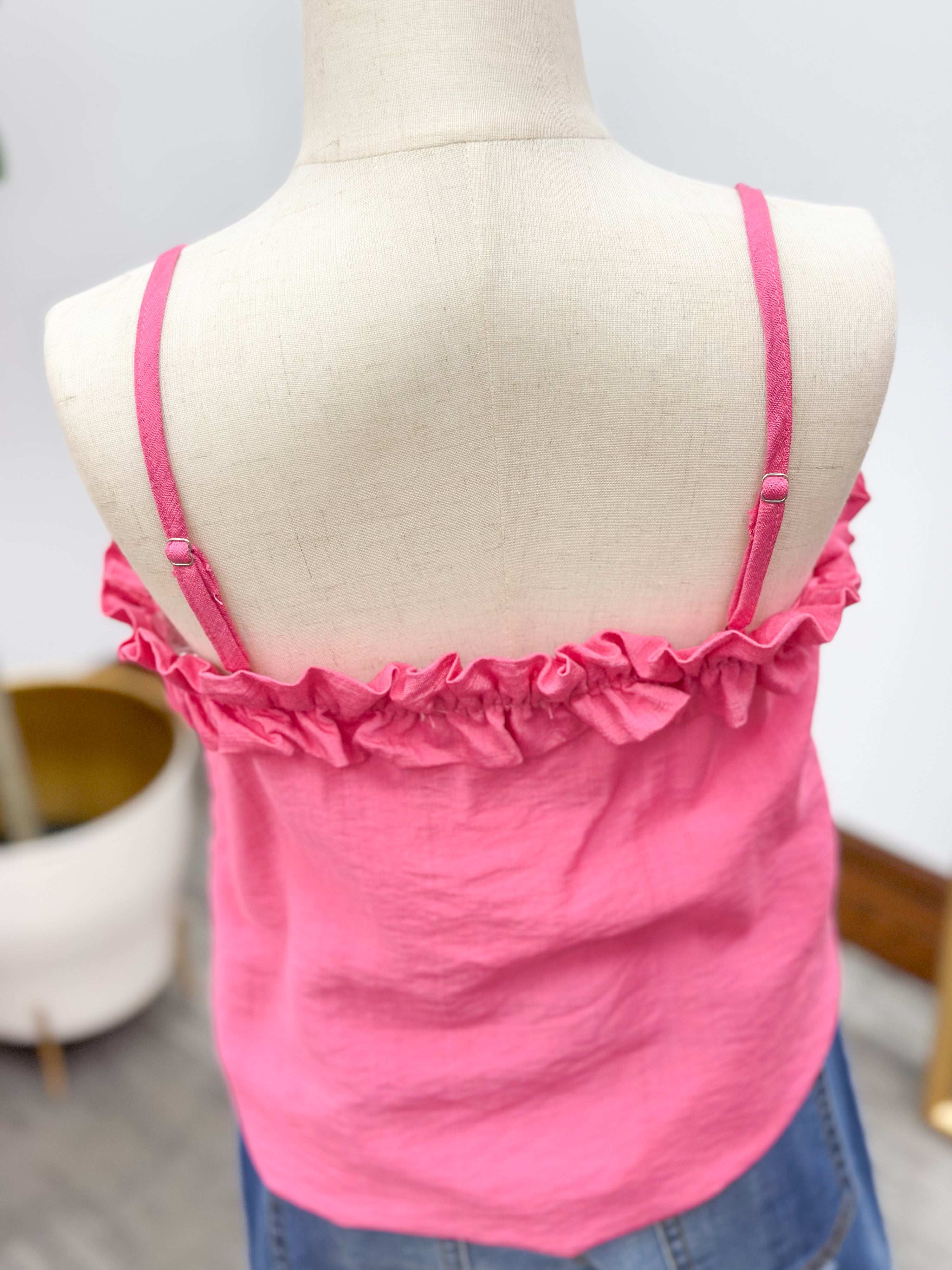 Girls Pink Ruffle Tank Top