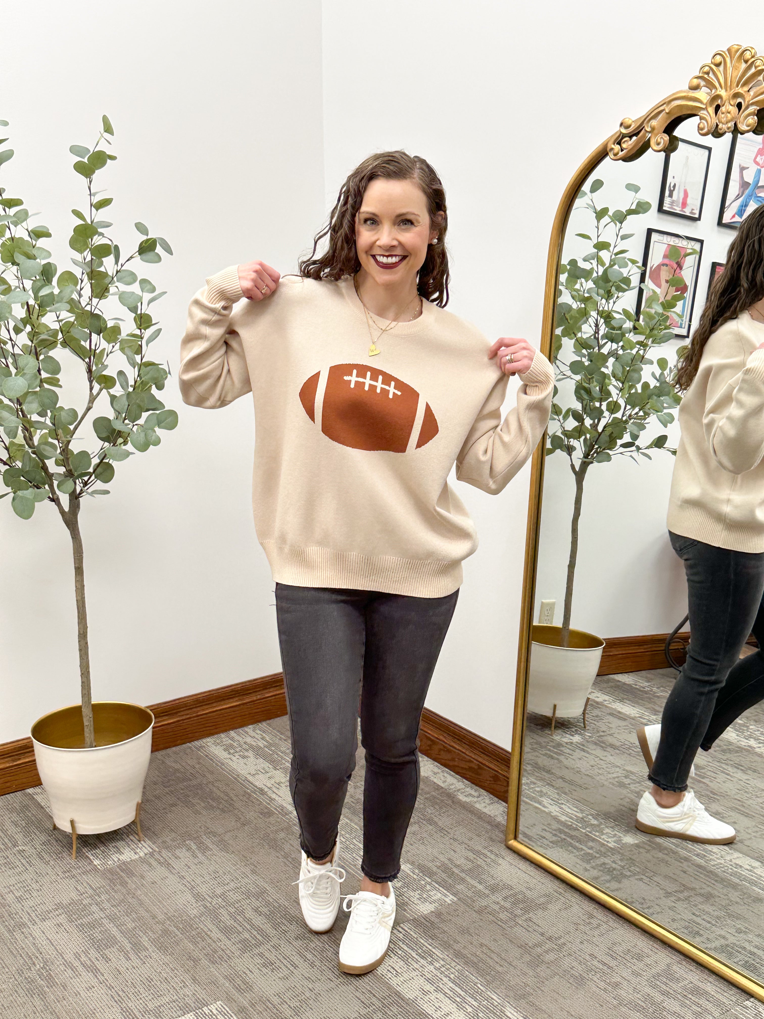 Beige Football Sweater