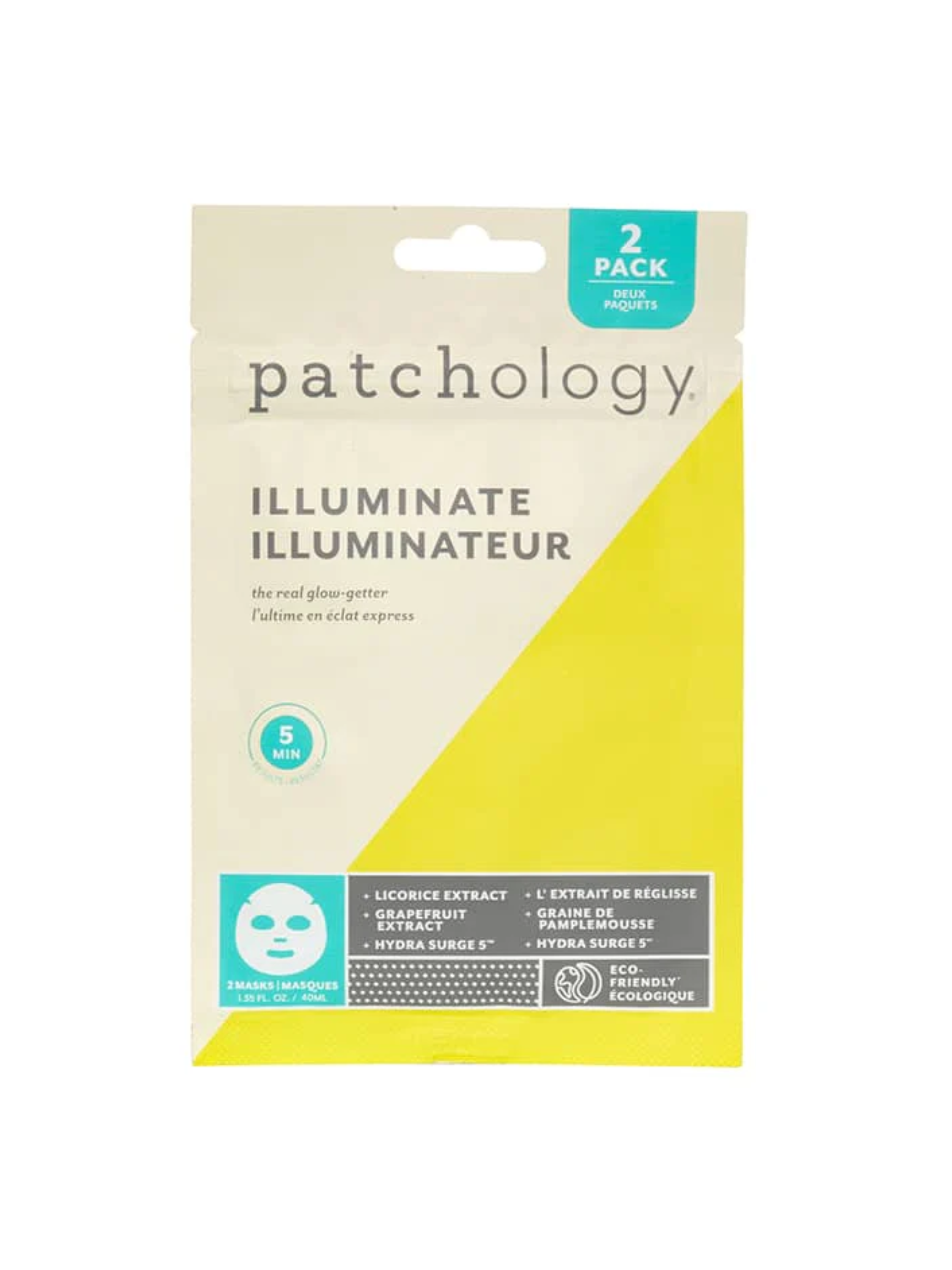 Patchology Illuminate facial mask packaging