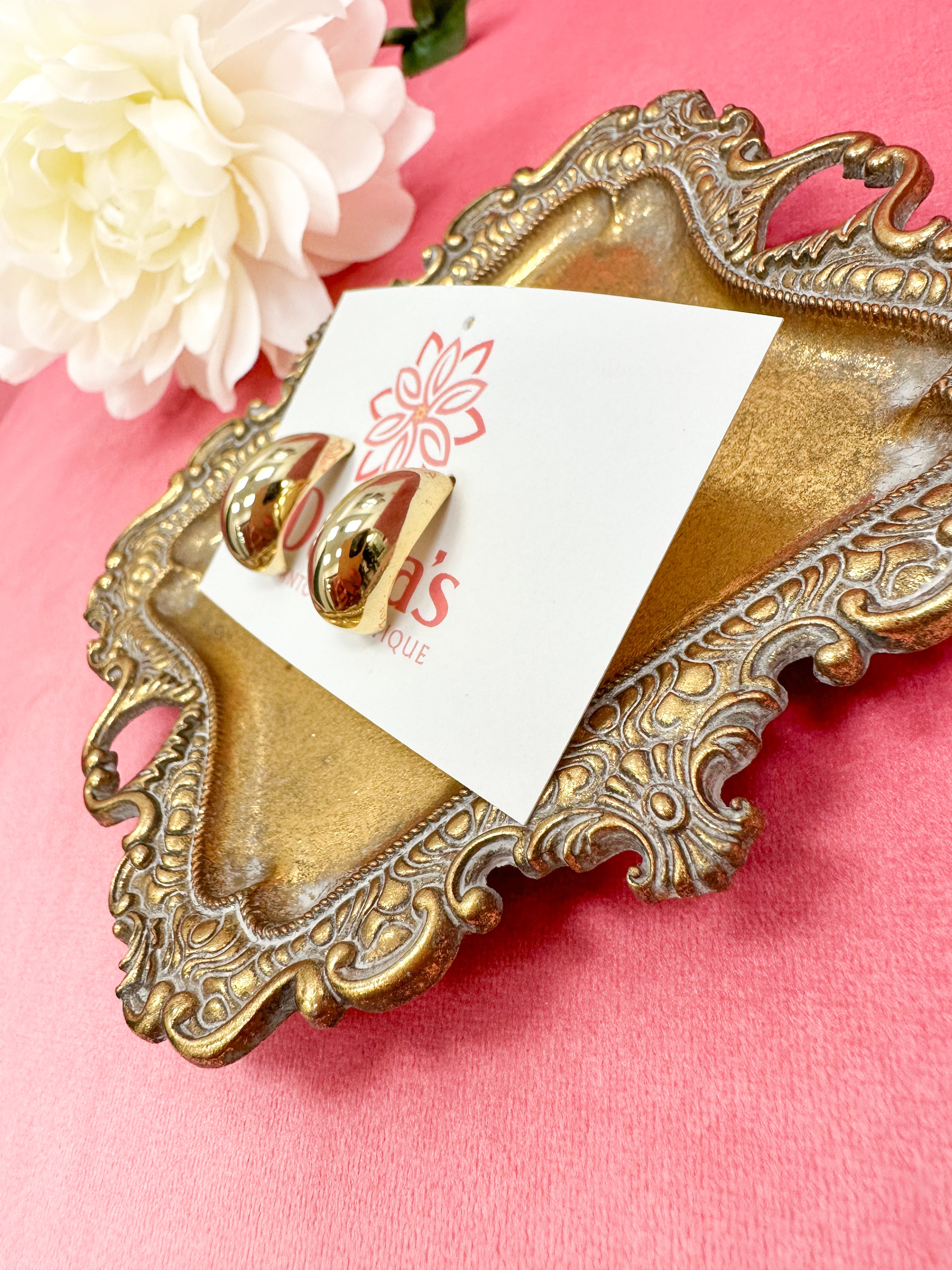Gold Chunky Curved Stud Earrings