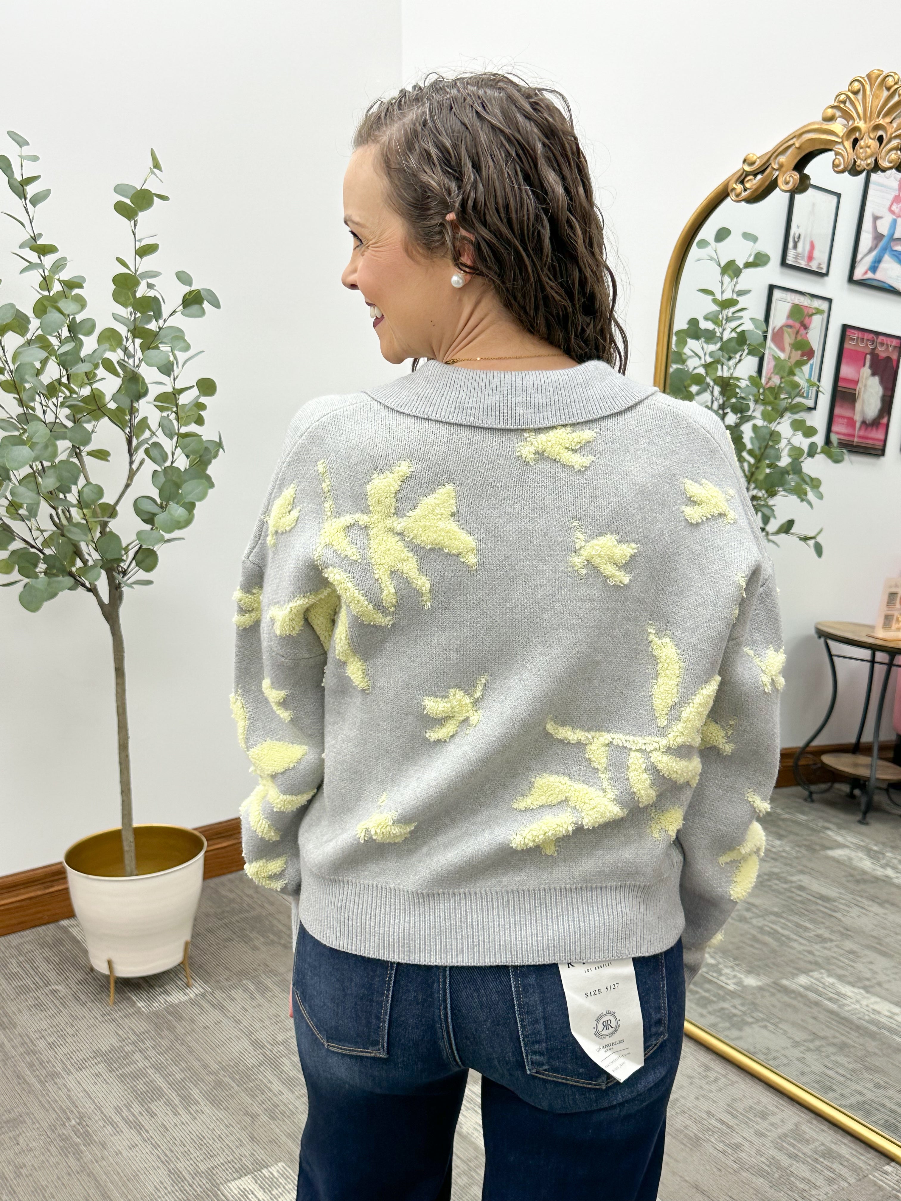 Aria Floral Collared Sweater