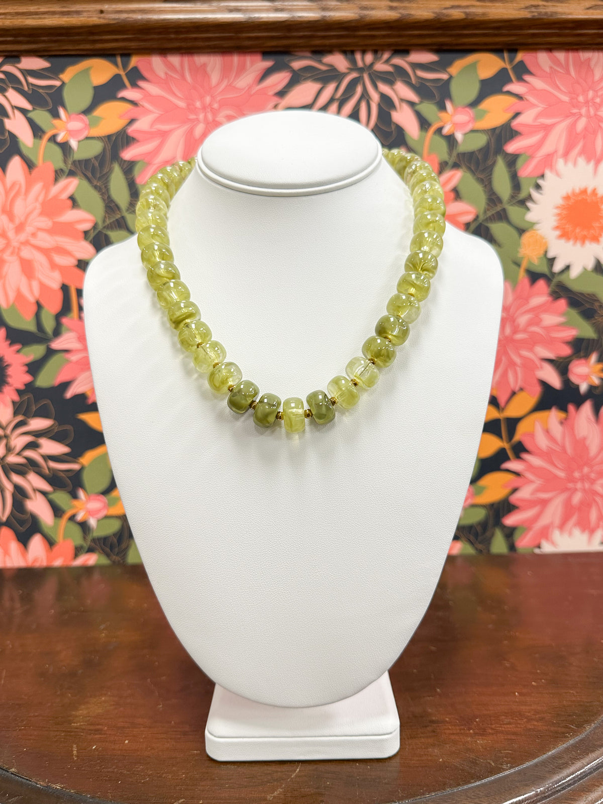 Barrel Marble Beaded Statement Necklace