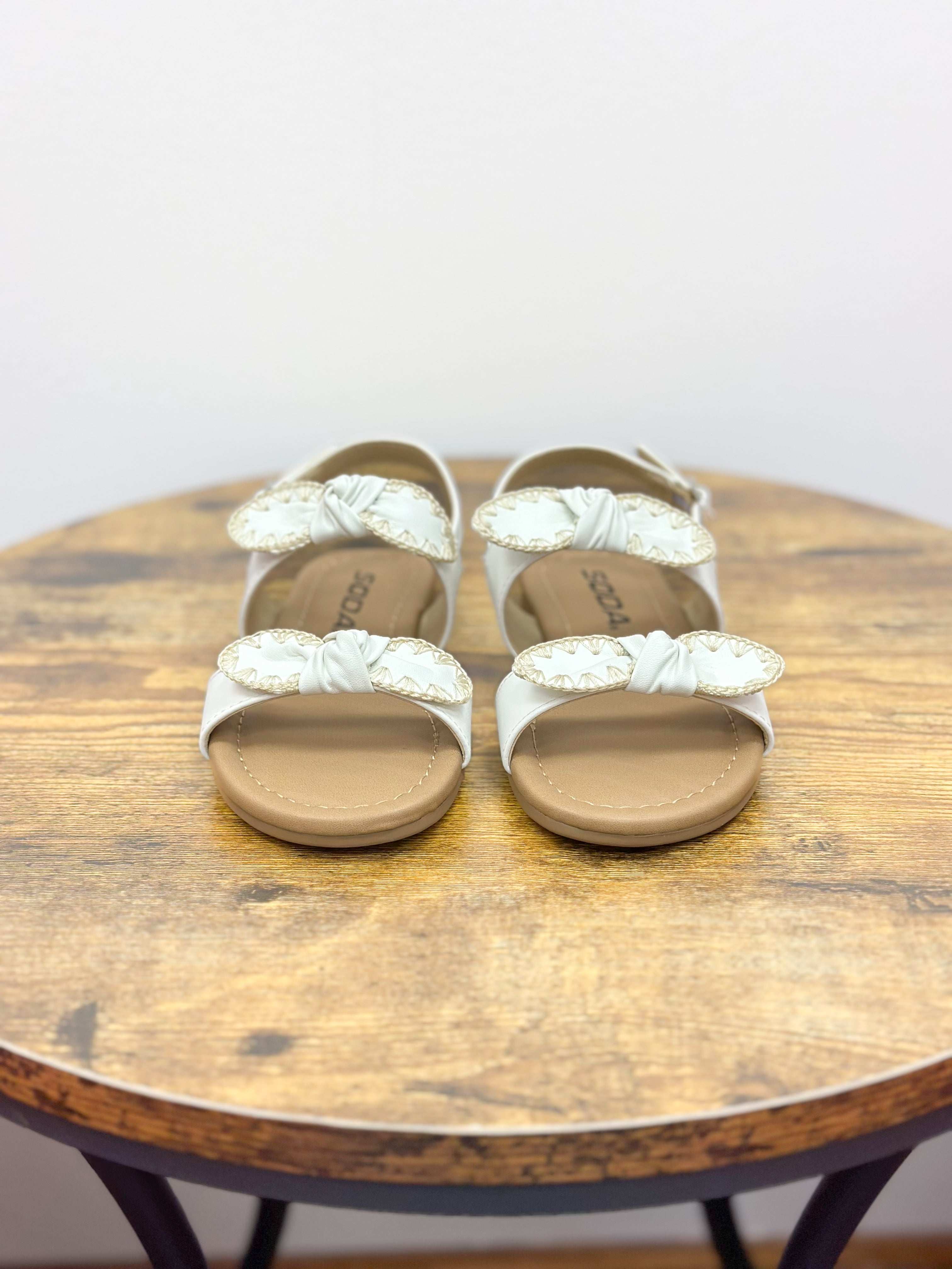 Girls Ivory Bow Sandals