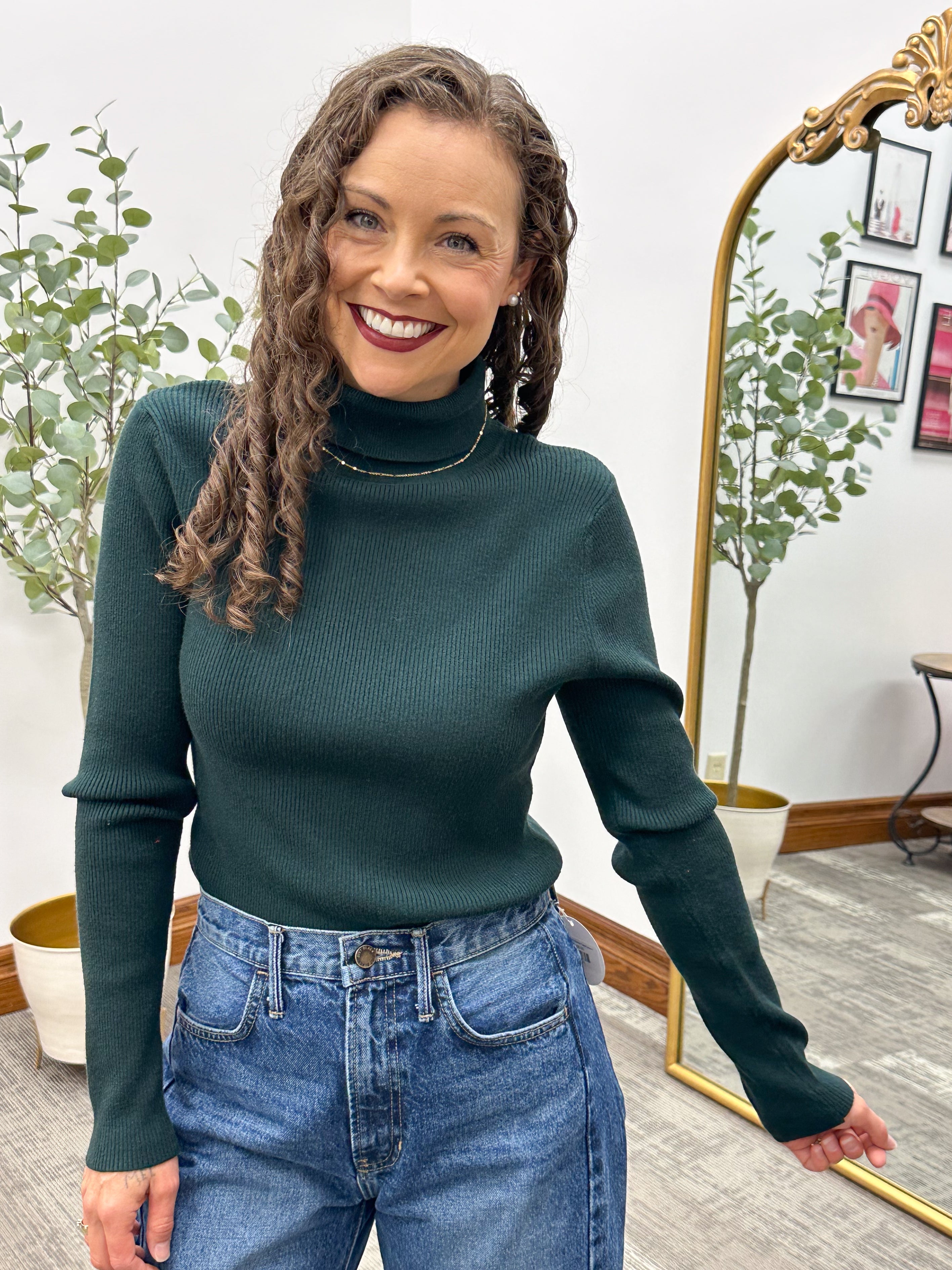 Ribbed Fitted Turtleneck Sweater