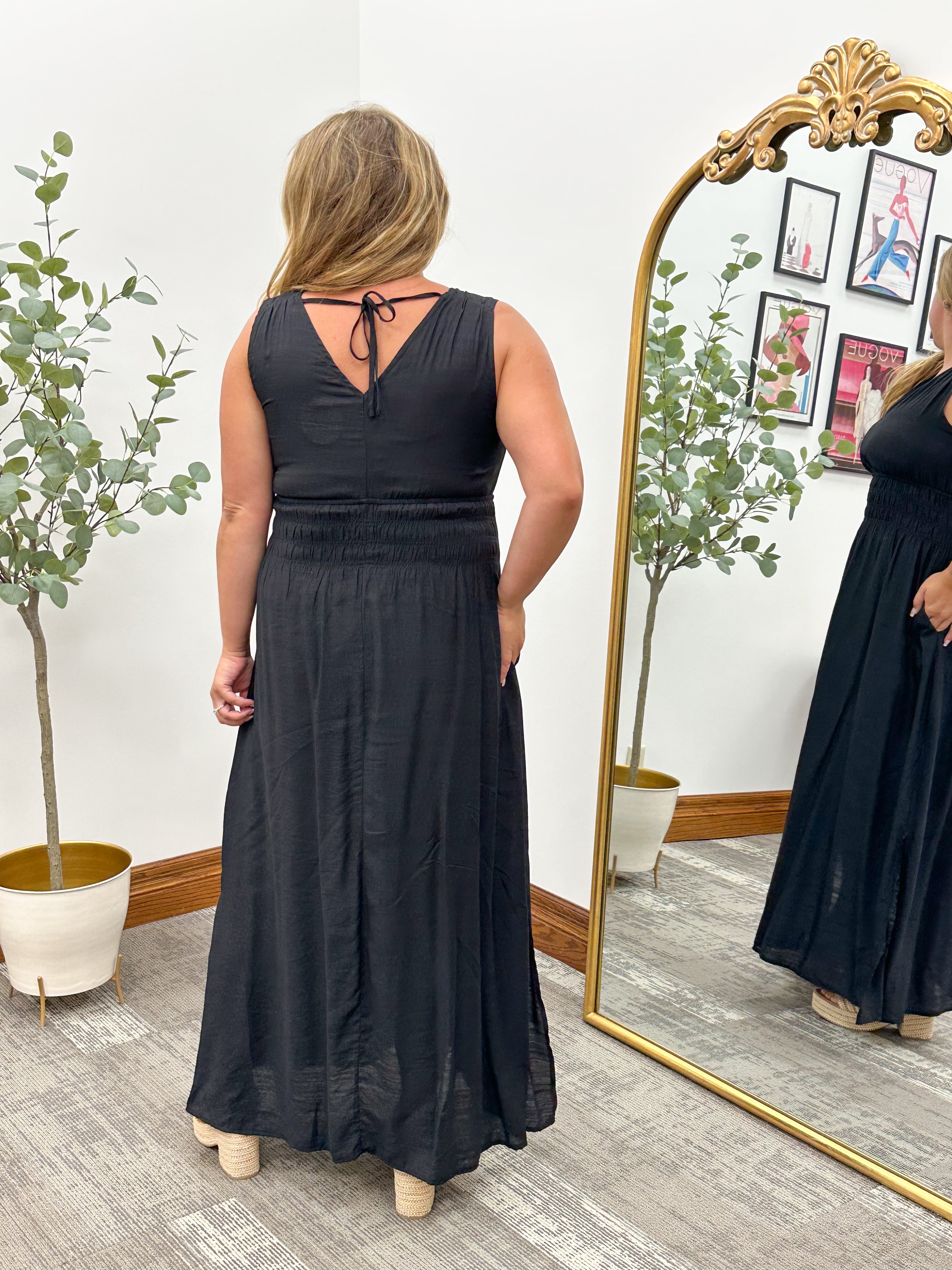 Black V-Neck Maxi Dress