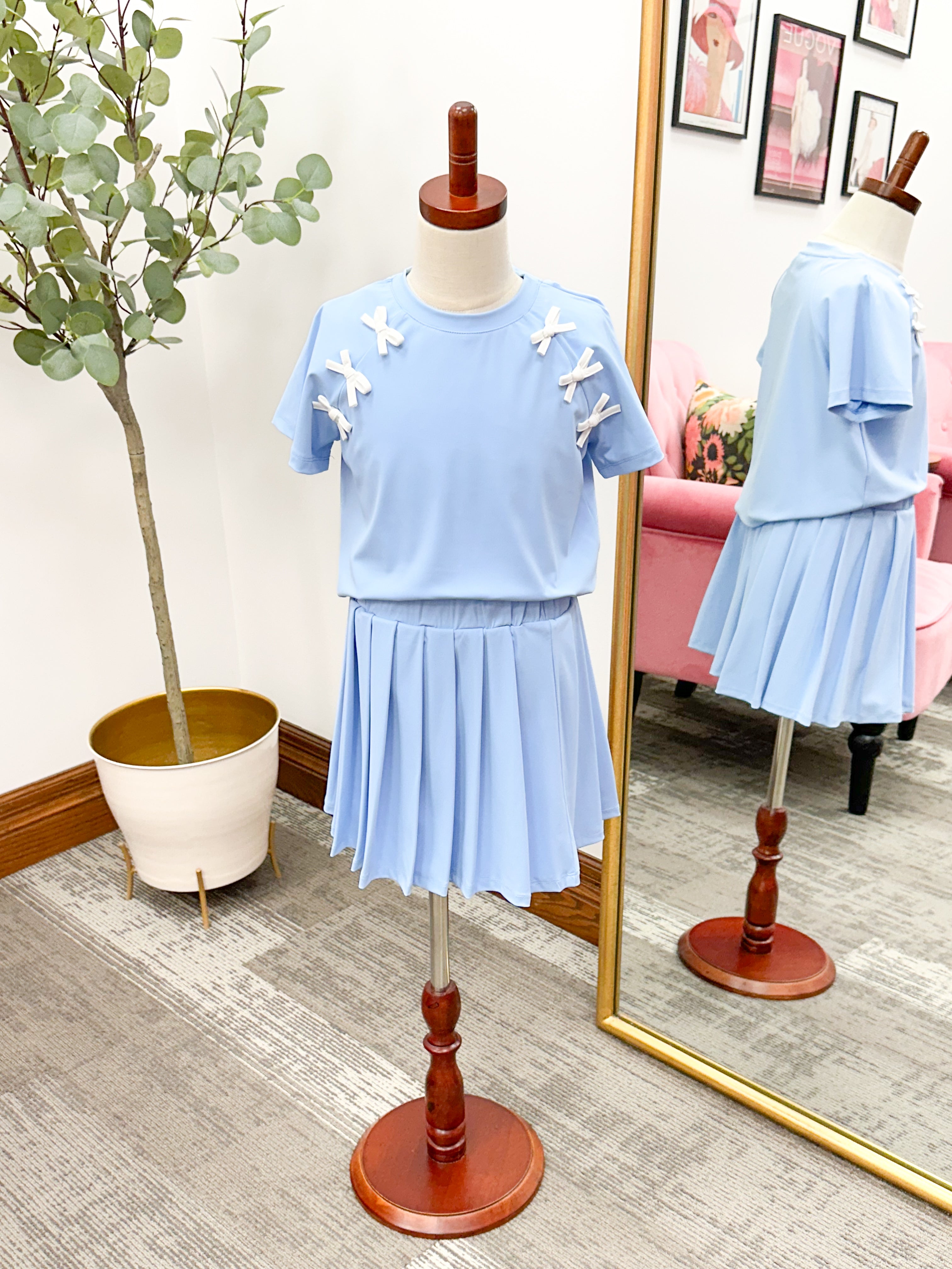 Girls Baby Blue Athletic Skort Set