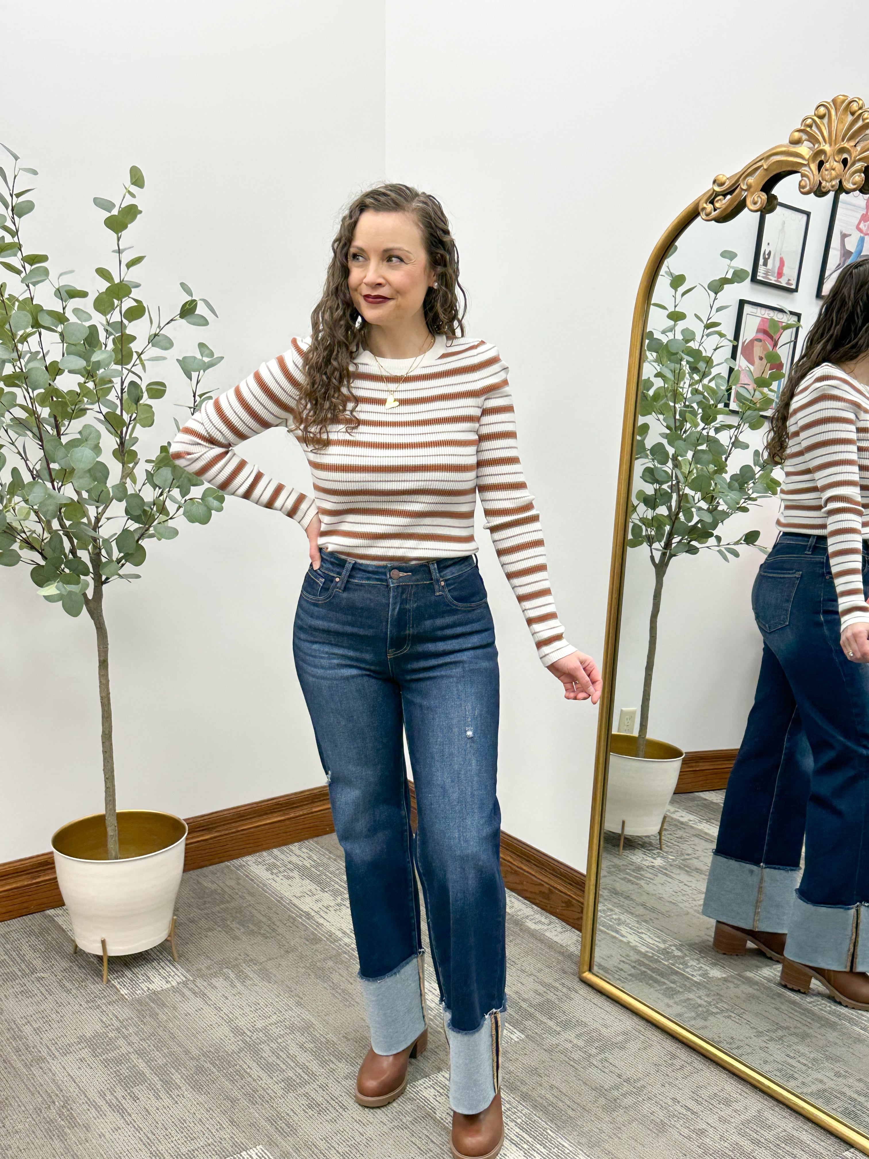 Carmen Brown & Ivory Striped Sweater