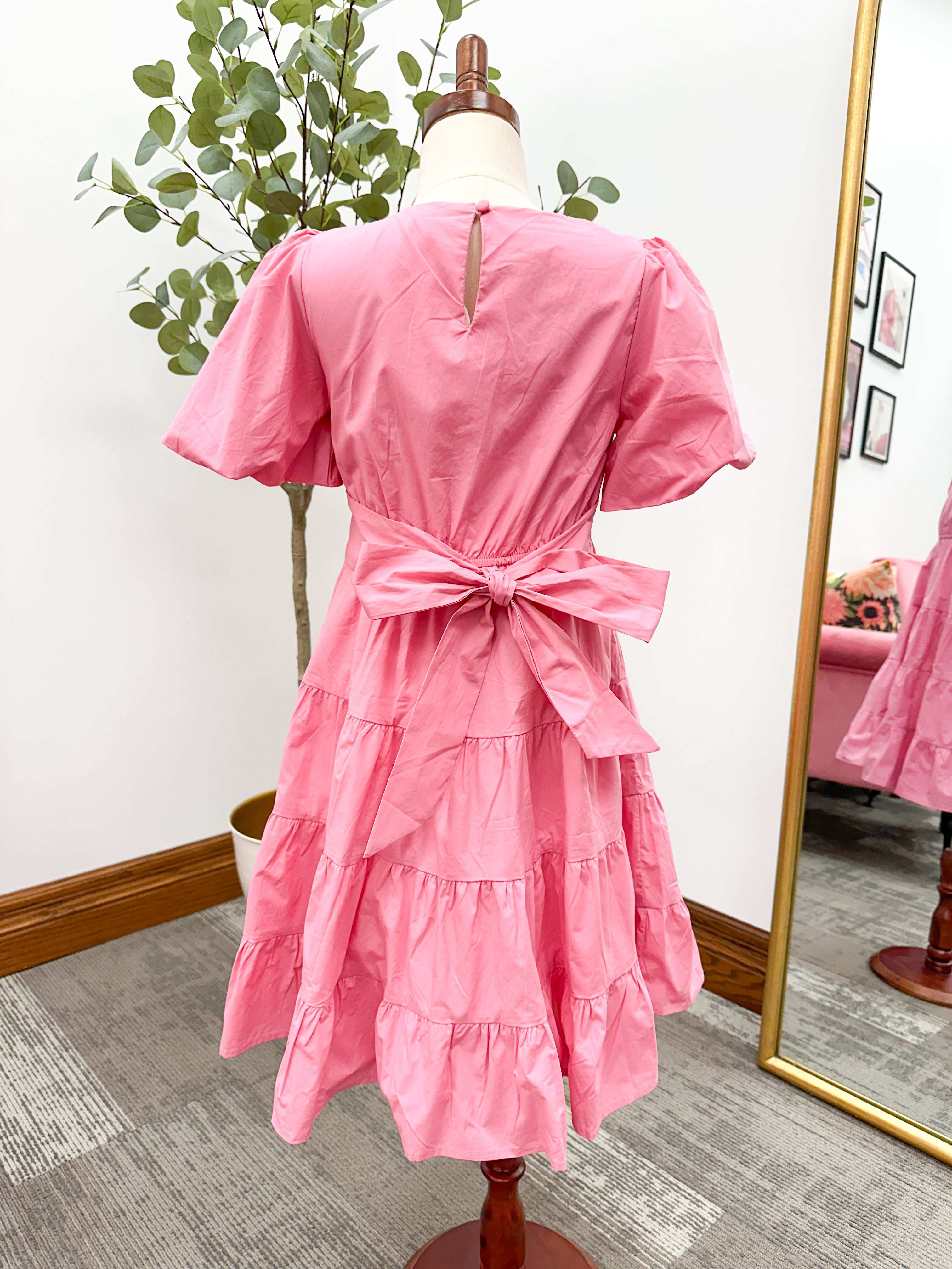 Girls Pink Poplin Dress