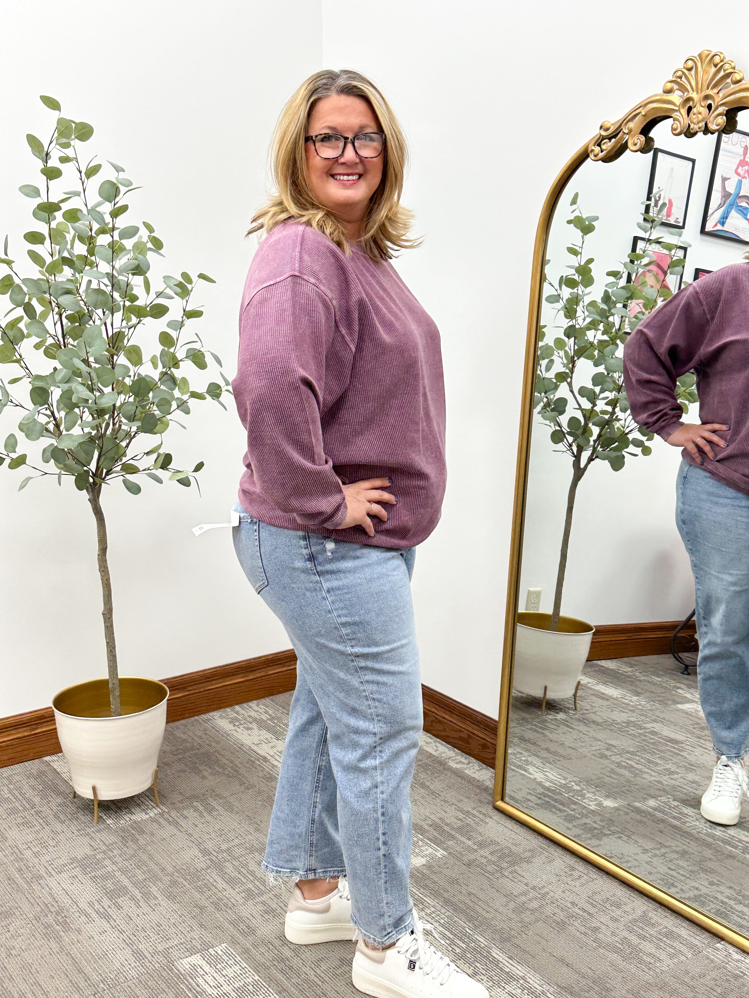 Tabitha Oversized Corded Crewneck Sweatshirt