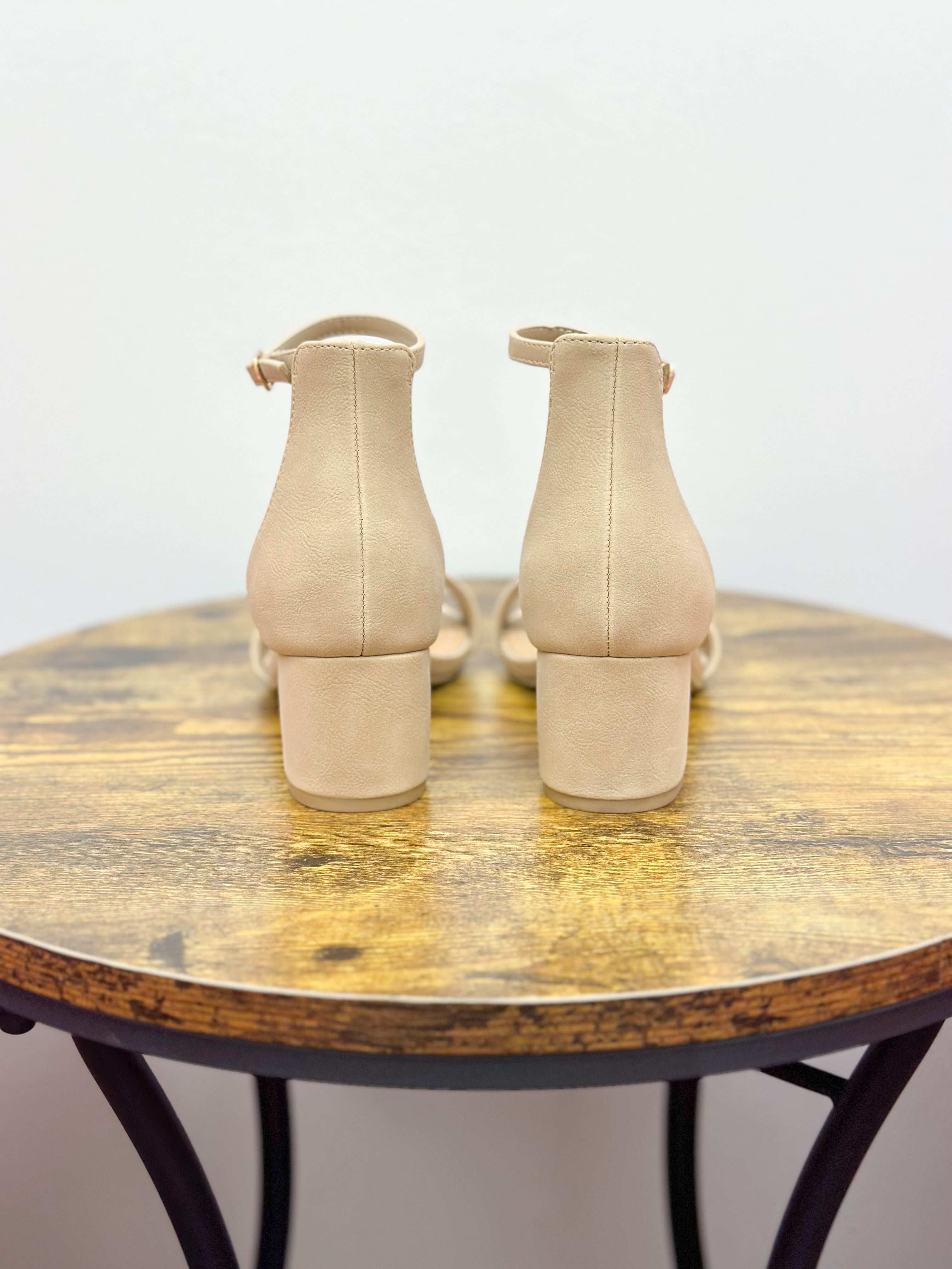 Nude Ankle Strap Heels