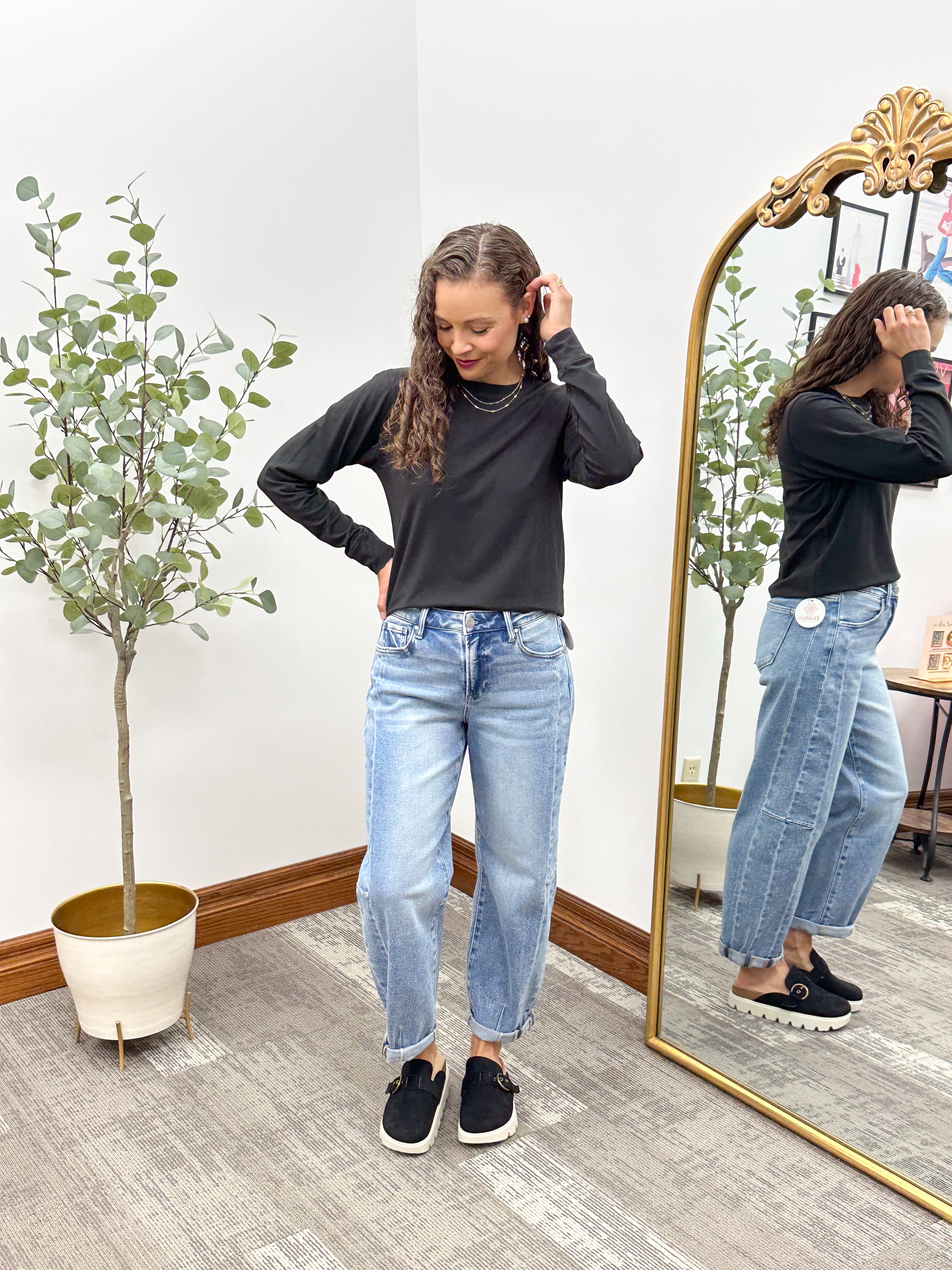 Stonewash Black Basic Long Sleeve Top