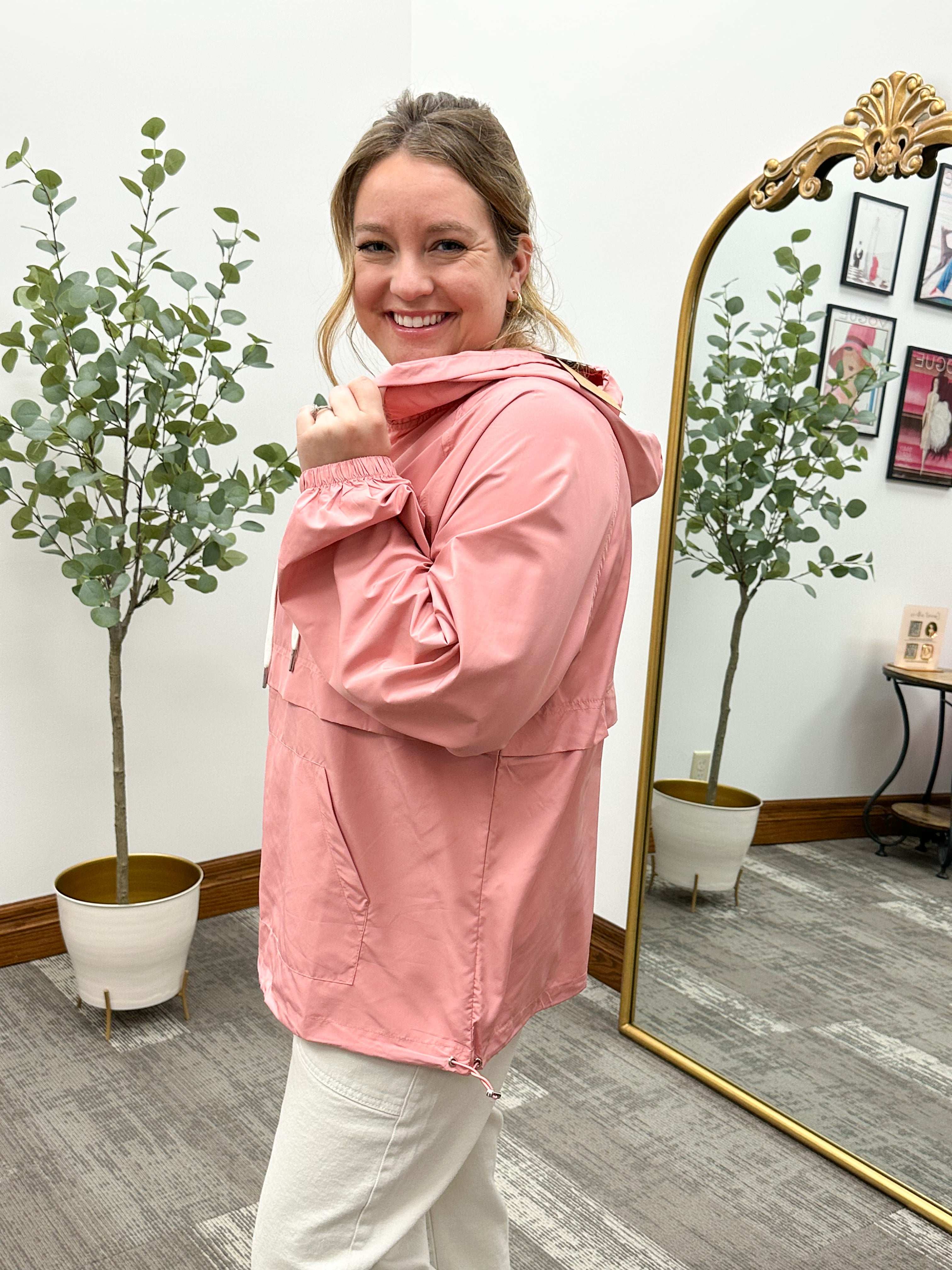 CeCe 1/2 Zip Hooded Windbreaker