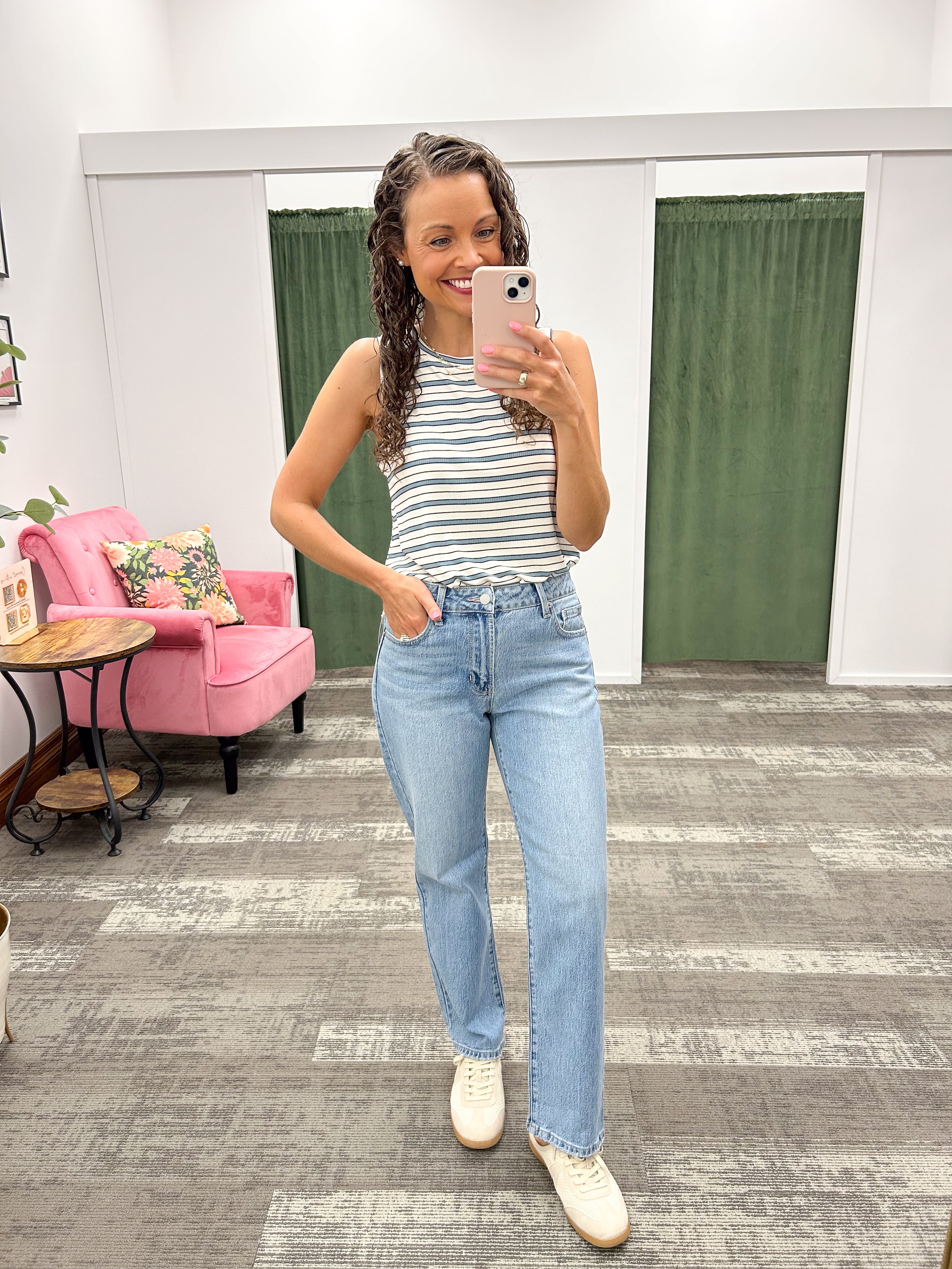 Blue Striped Euclid Tank Top