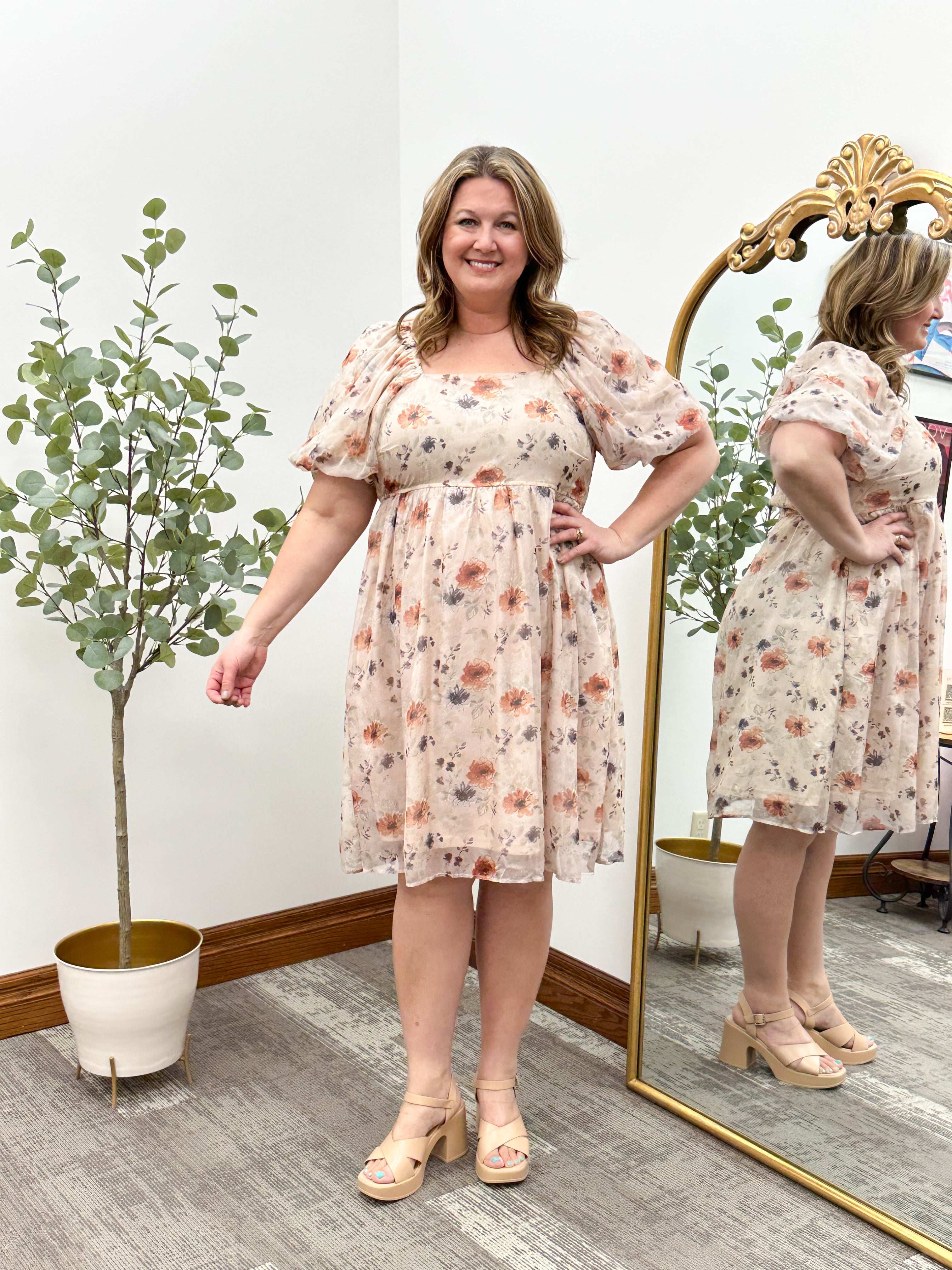 Tiffany Floral Mauve Organza Dress
