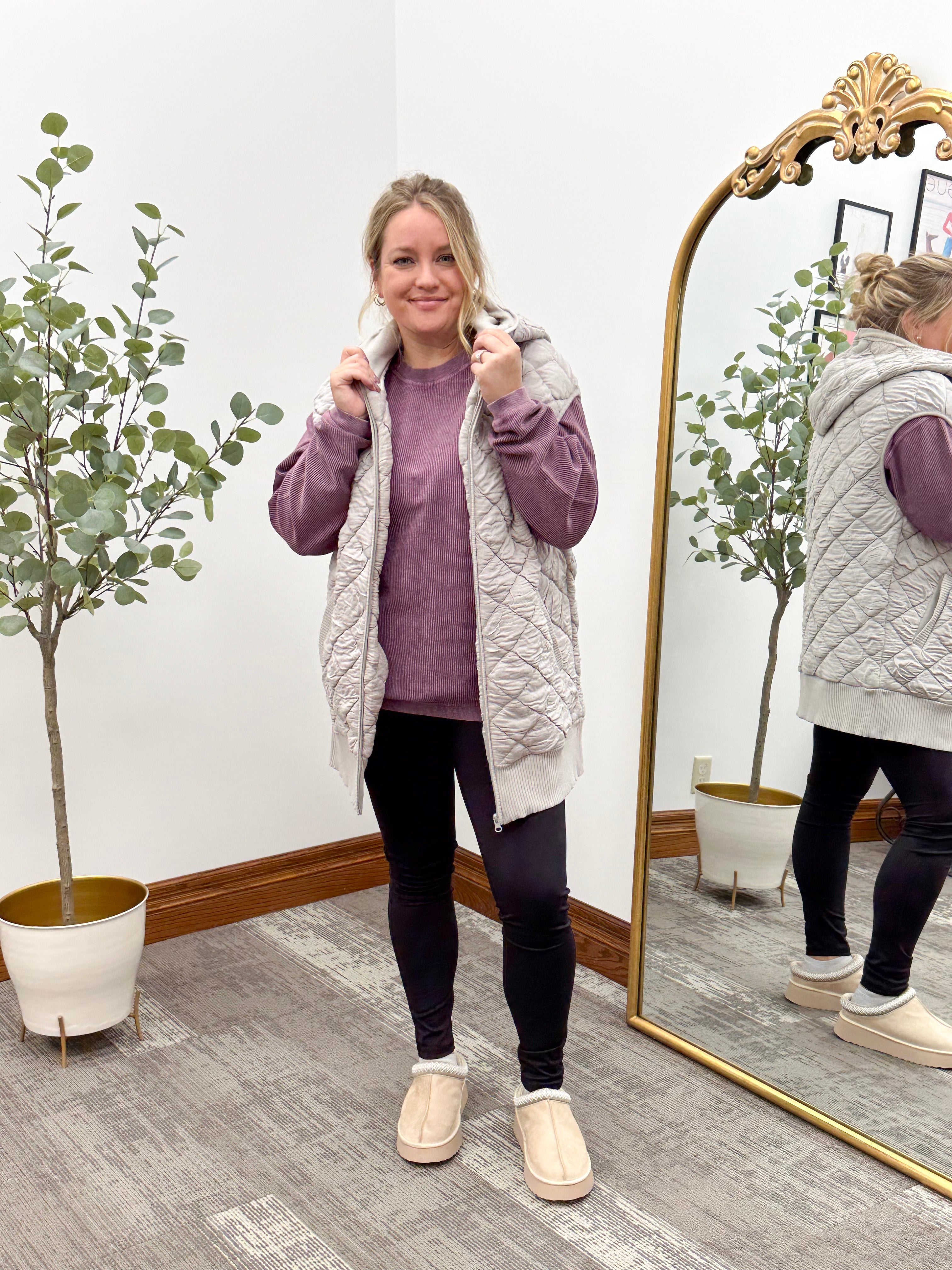 Oversized Hooded Quilted Vest