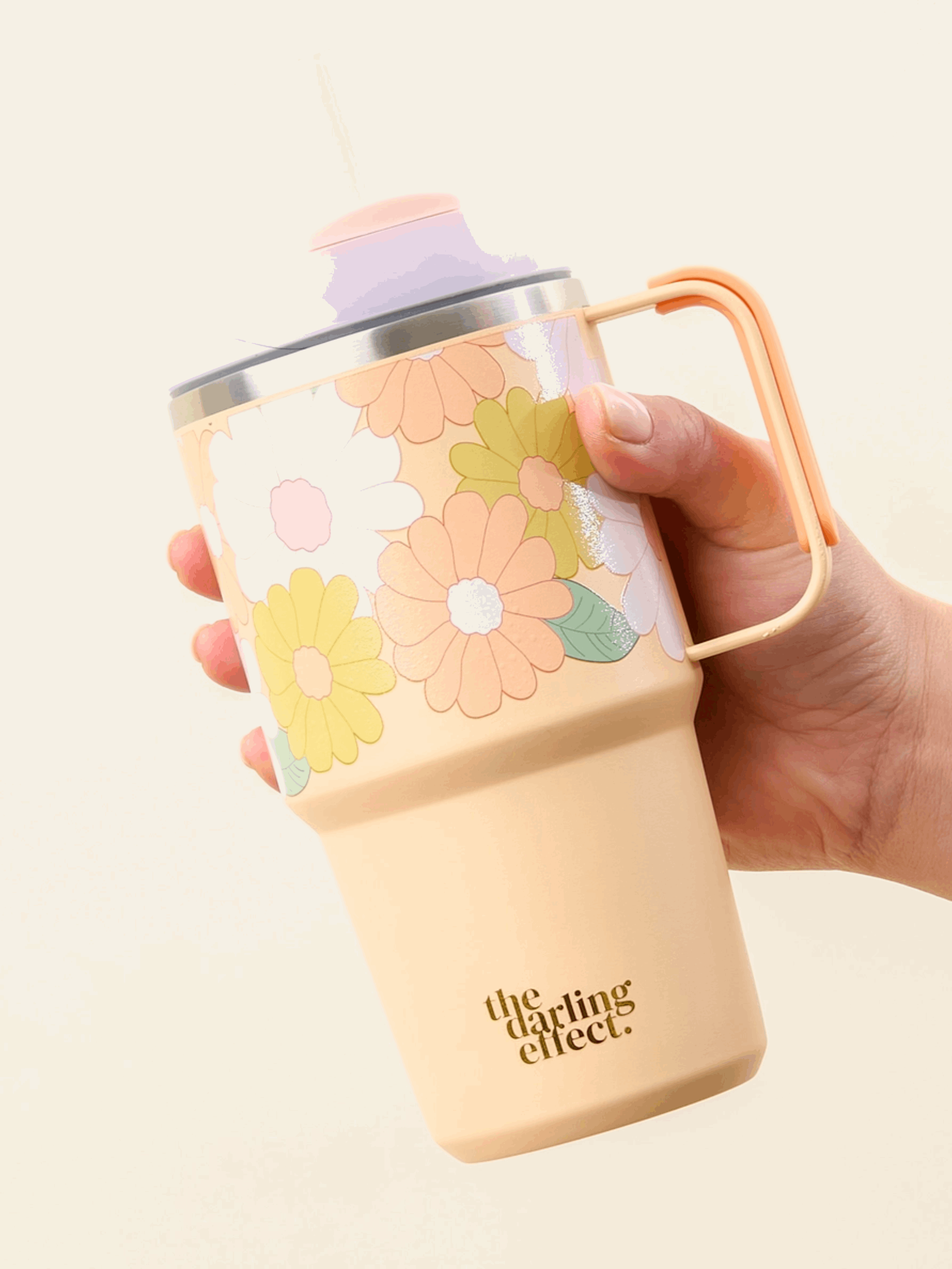 20 oz floral tumbler with straw and lid