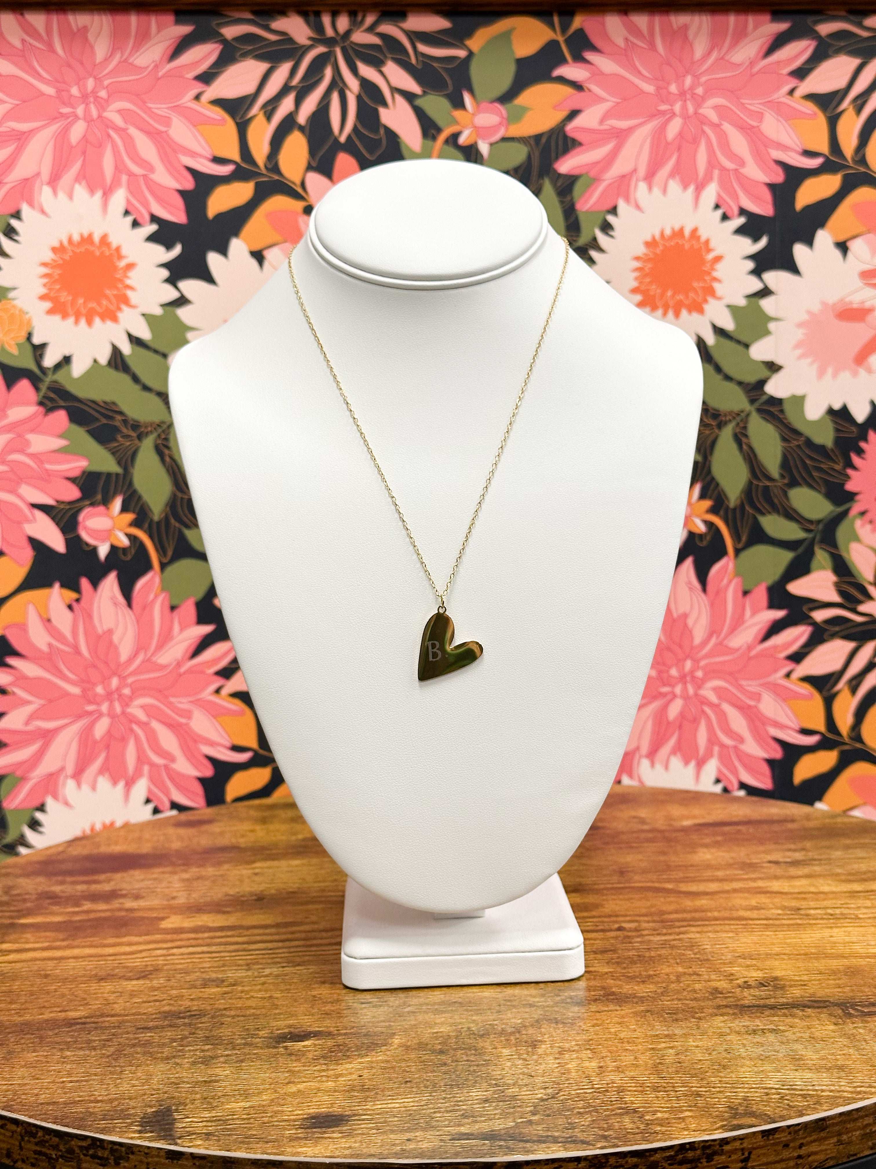Gold Initial Heart Necklace