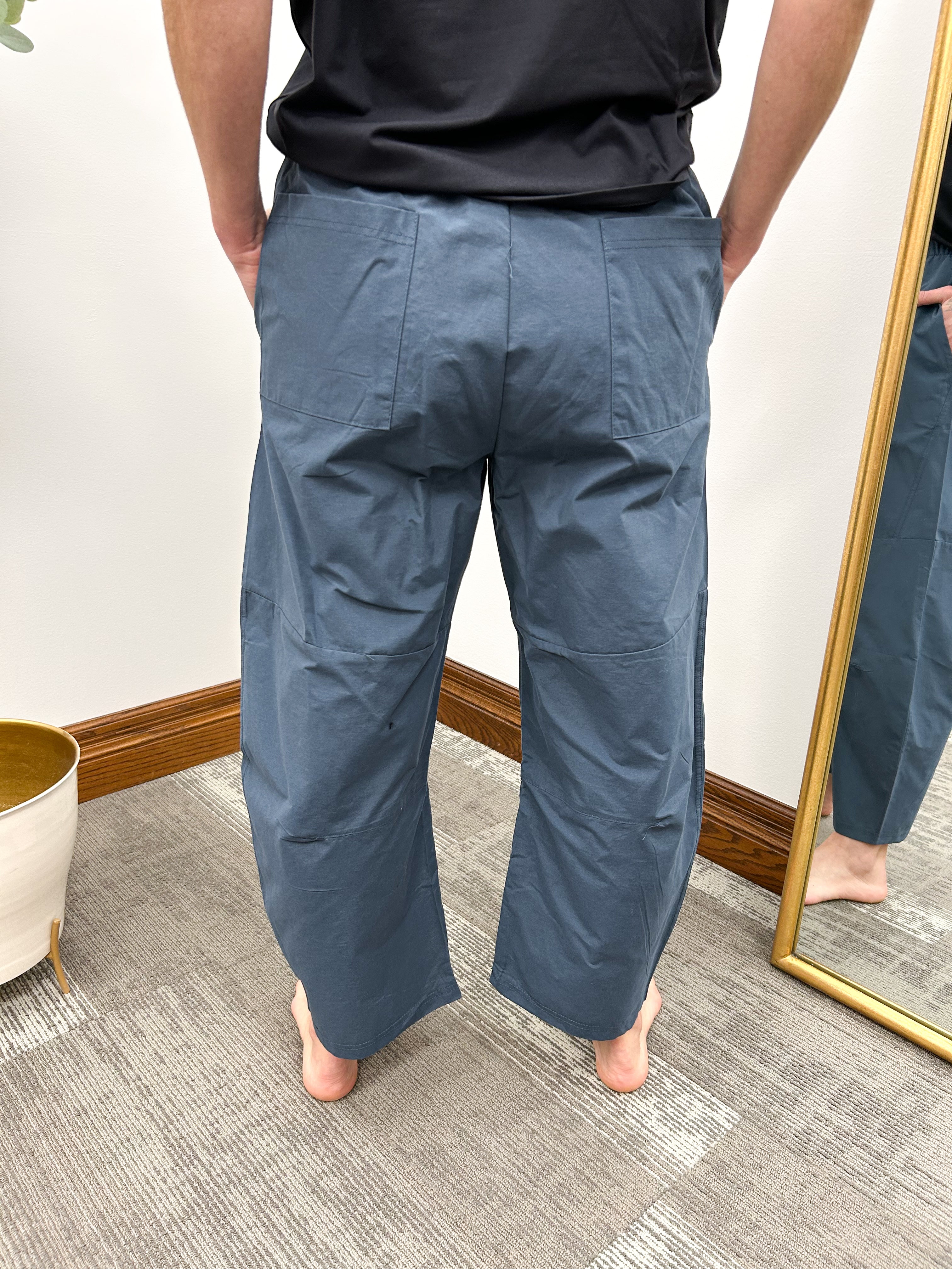 Navy Athleisure Barrel Pants
