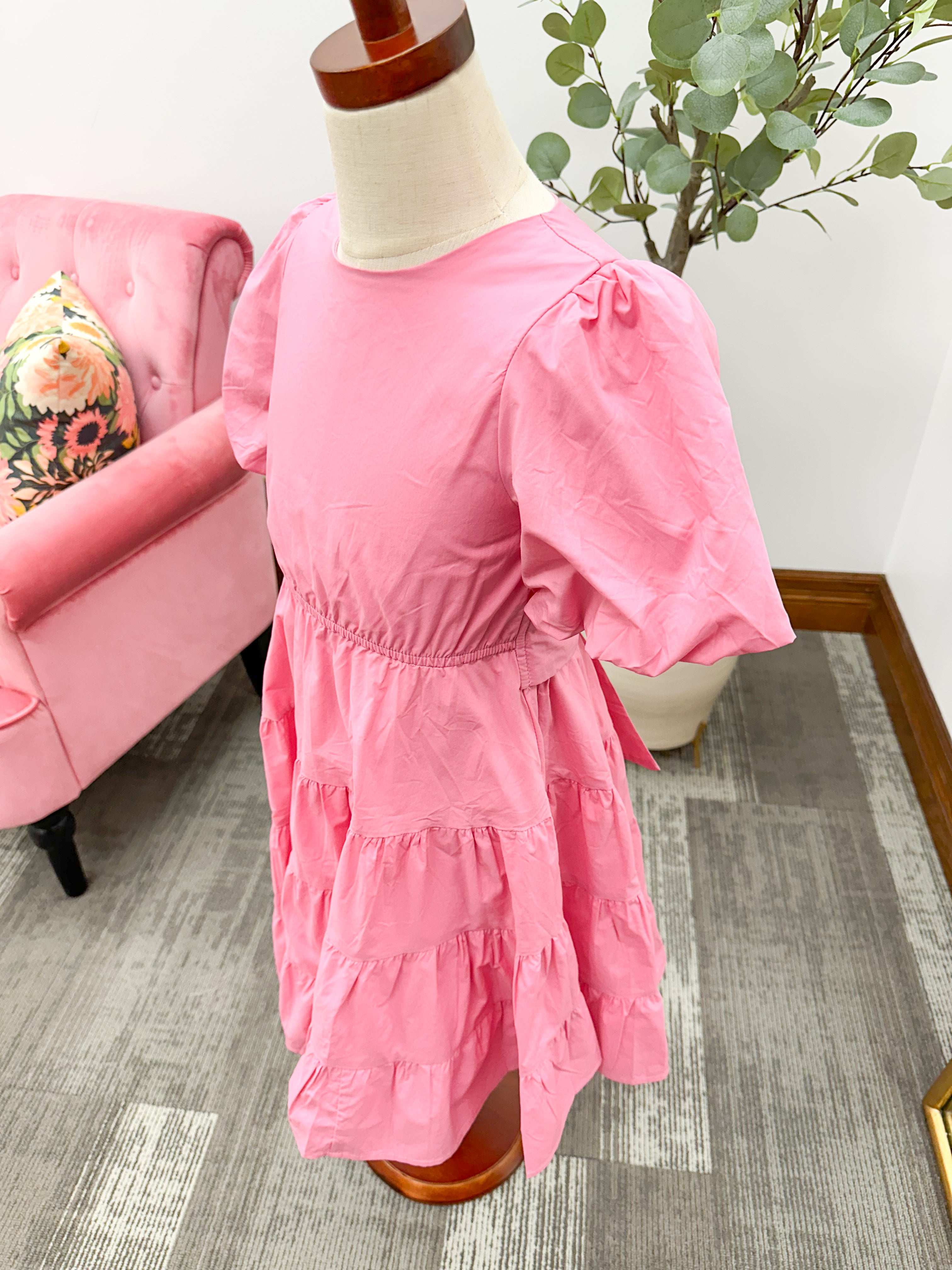 Girls Pink Poplin Dress
