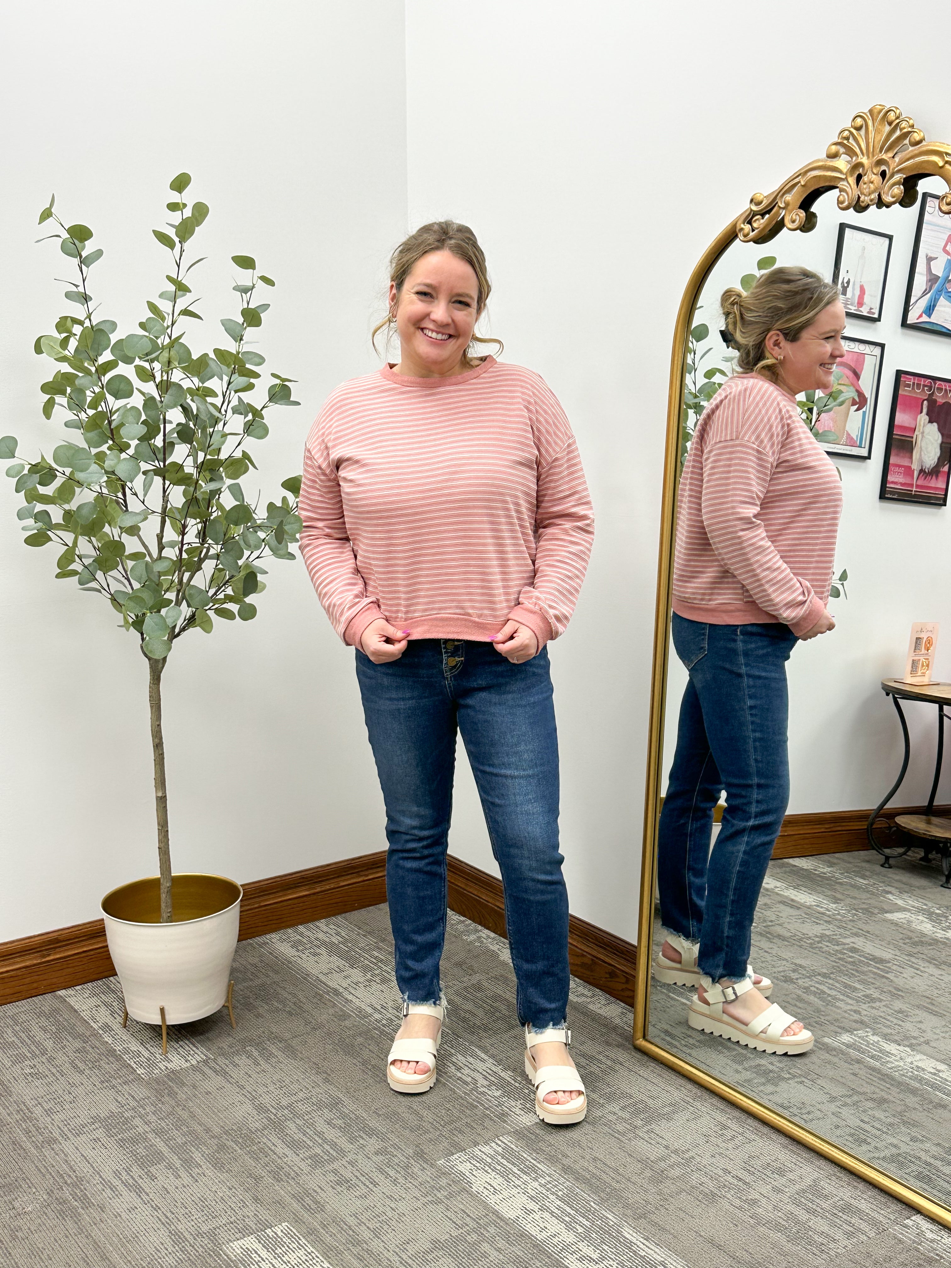 Pink & Cream Striped Top