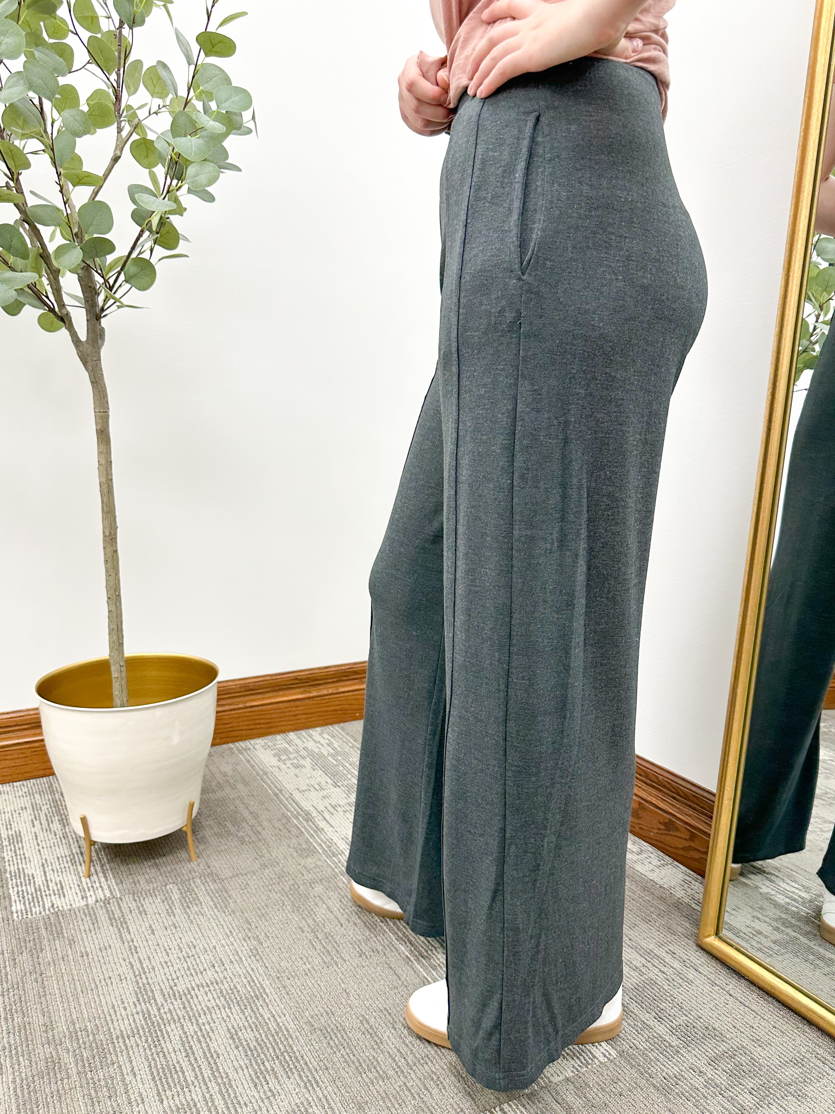 Charcoal Wide Leg Lounge Pants