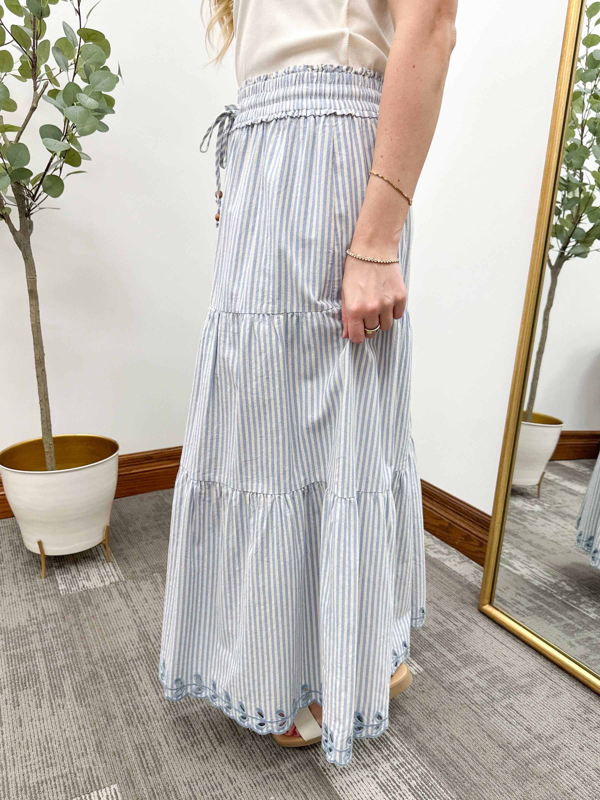 Blue Striped Maxi Skirt