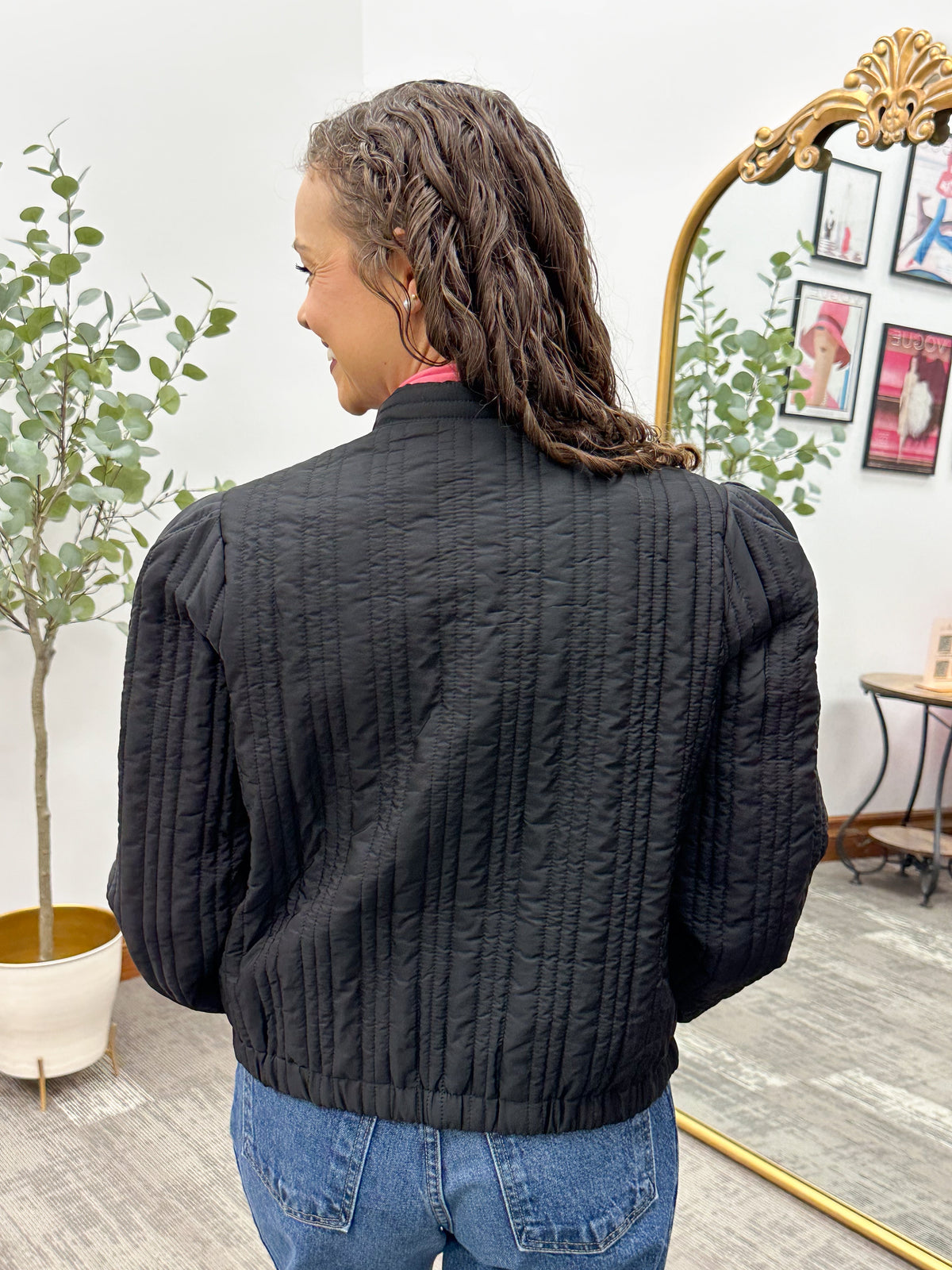 Black Velvet Flower Quilted Jacket